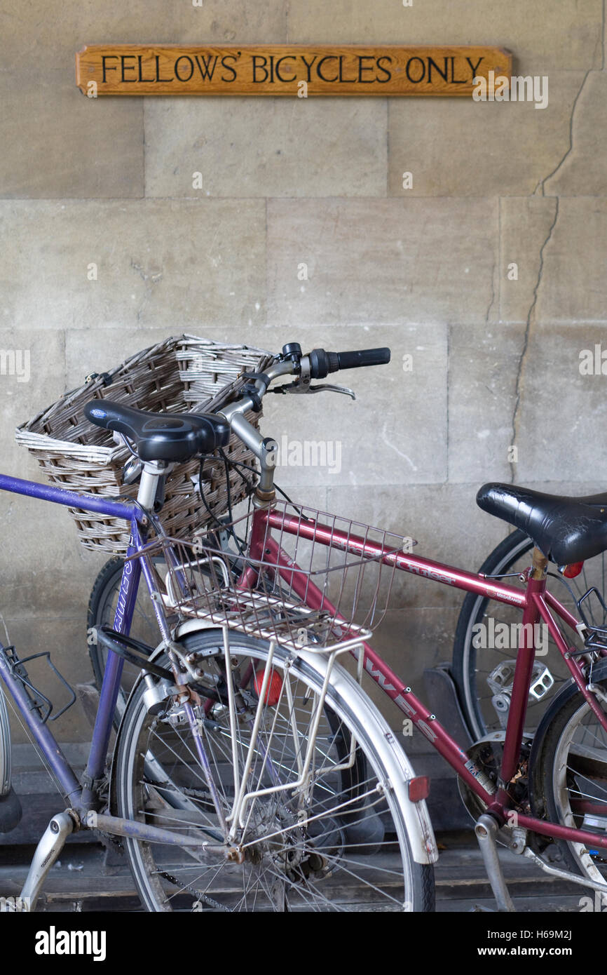 Des vélos d'autres 'uniquement' panneau en bois à Corpus Christi Collage, Université de Cambridge, Angleterre Banque D'Images Des vélos d'autres 'uniquement' panneau en bois à Corpus Christi Collage, Université de Cambridge, Angleterre Banque D'Images