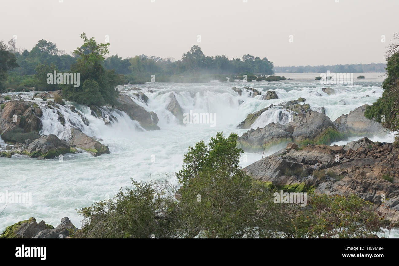 Cascades de Khone Phapheng, Mékong, Laos, Asie Banque D'Images