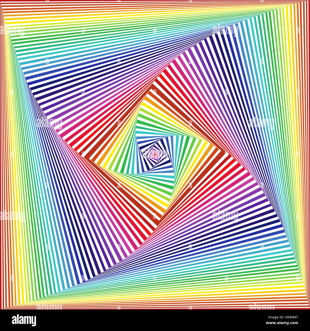 Formes carrés concentriques formant la séquence avec "pseudo 3D, effet abstract vector pattern en blanc et multicolore spect Illustration de Vecteur