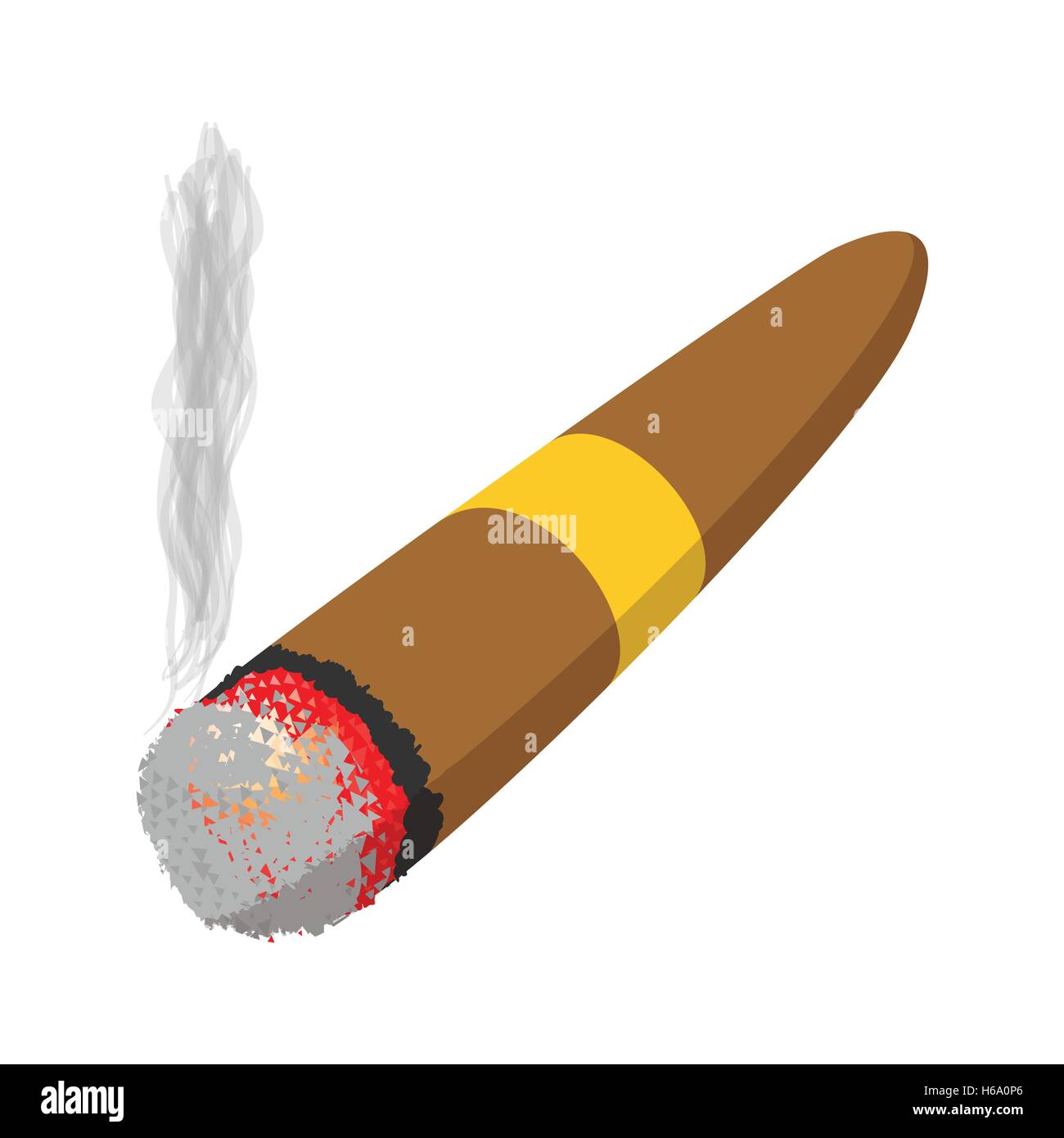 Cigare brun brûlé icône dessin animé Illustration de Vecteur