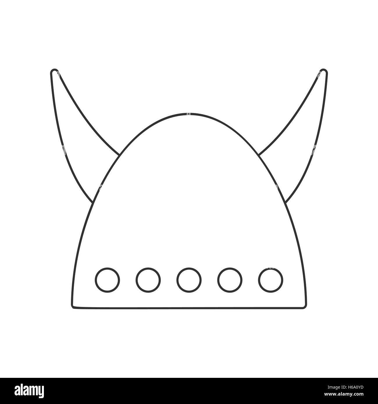 Casque viking avec grandes cornes sur l'icône de la ligne mince Illustration de Vecteur