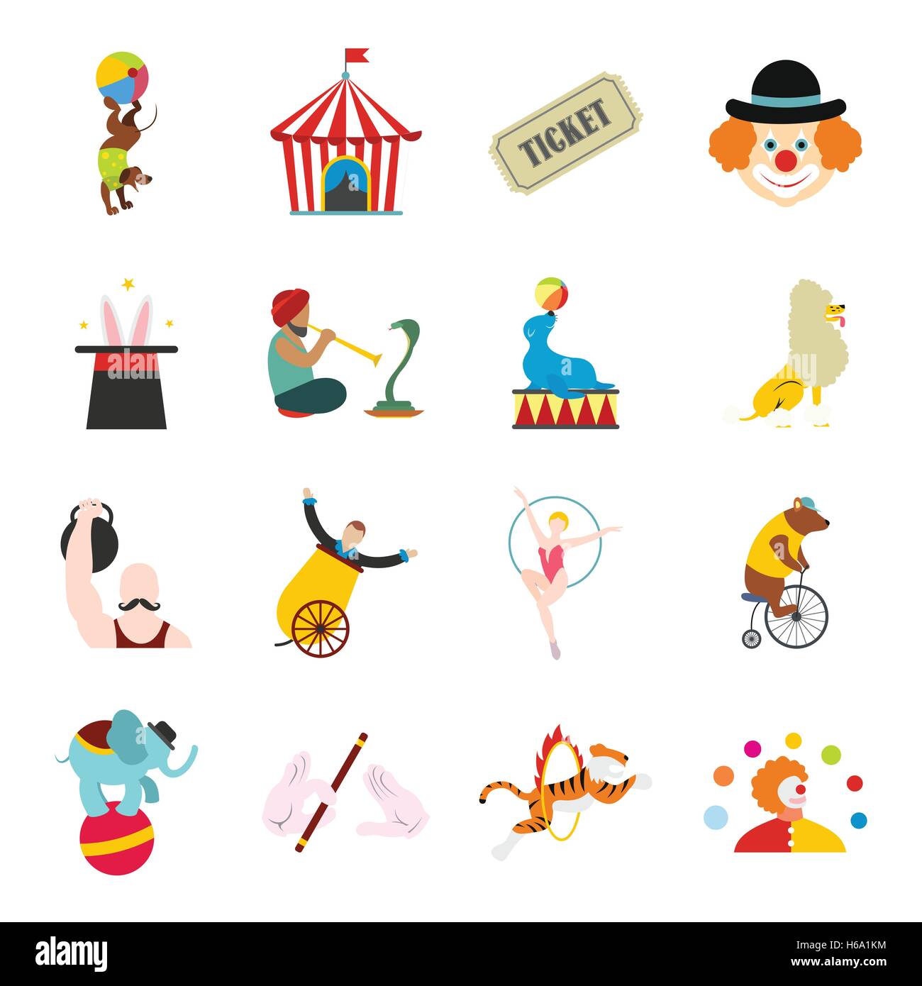 Télévision cirque icons set Illustration de Vecteur