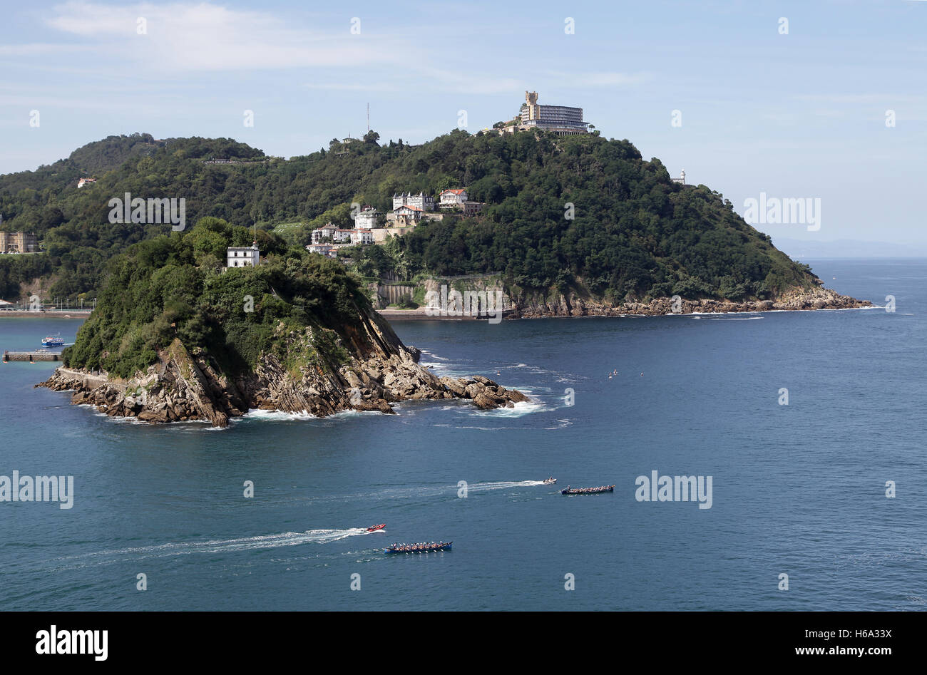 L'île de Santa Clara La baie de La Concha Donostia San Sebastian Pays Basque Espagne Banque D'Images