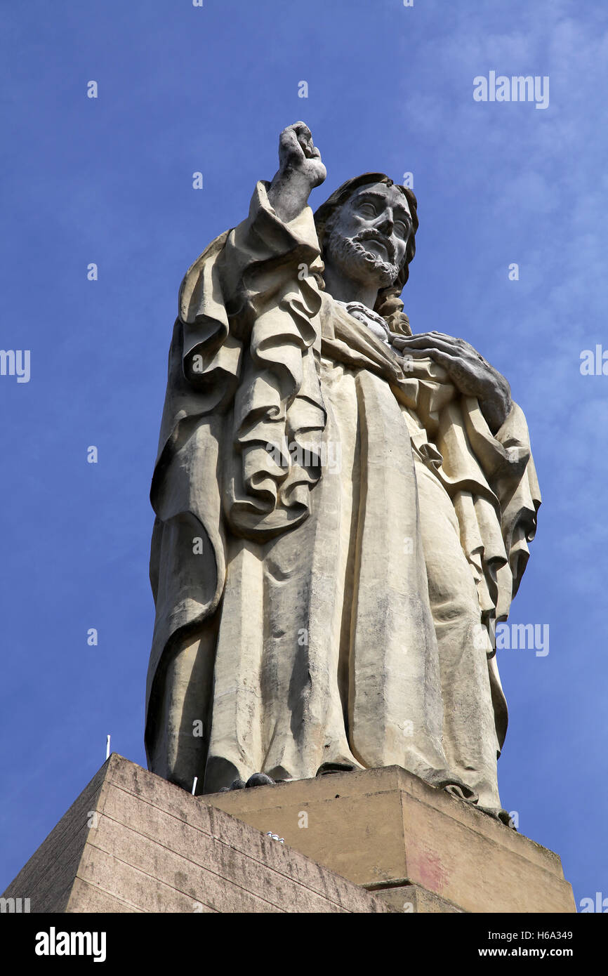 Statue du Christ Monte Urgull San Sebastian Donostia Vieille Ville Pays Basque Espagne Banque D'Images