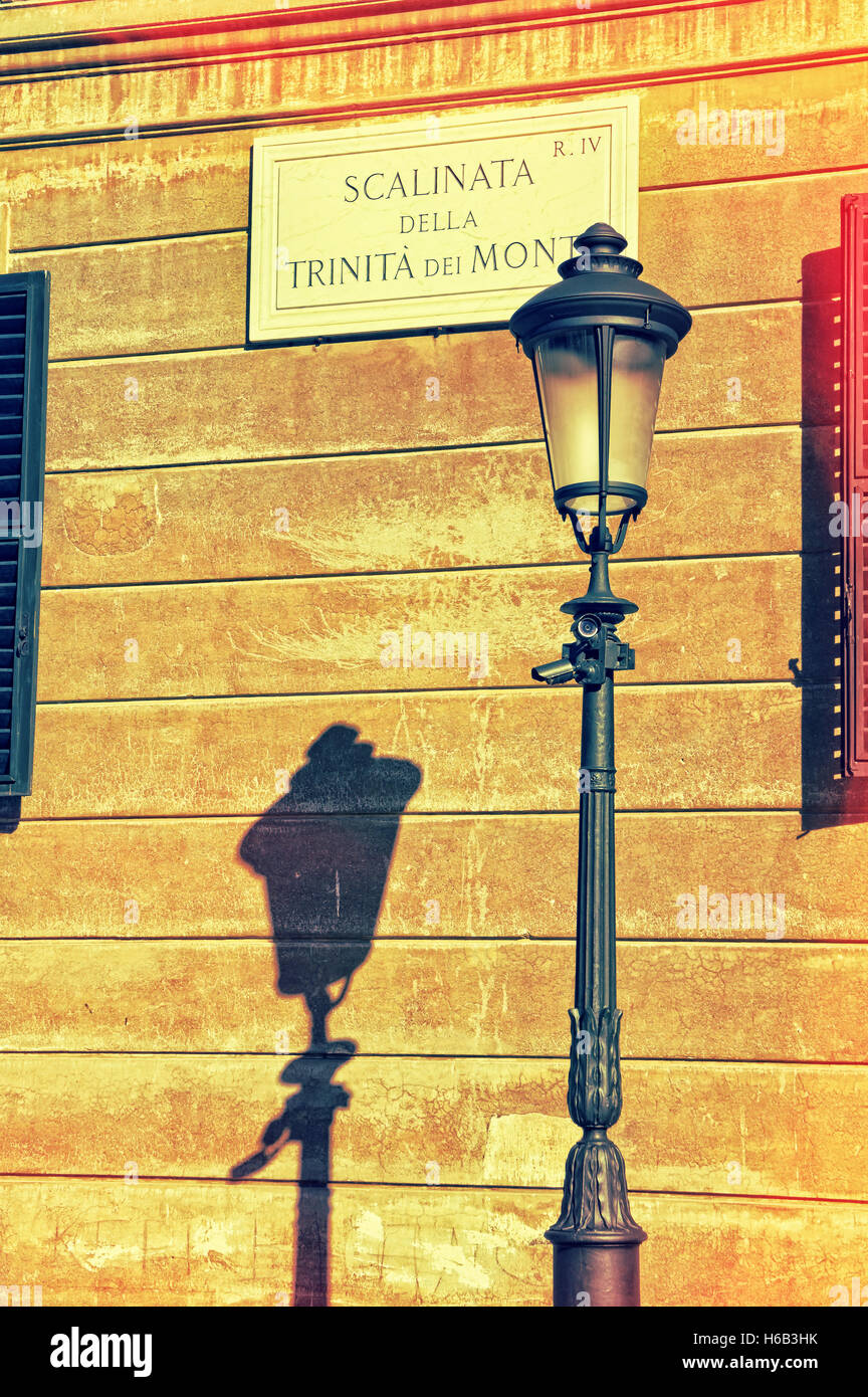 Place d'Espagne signent à Rome Italie with copy space Banque D'Images