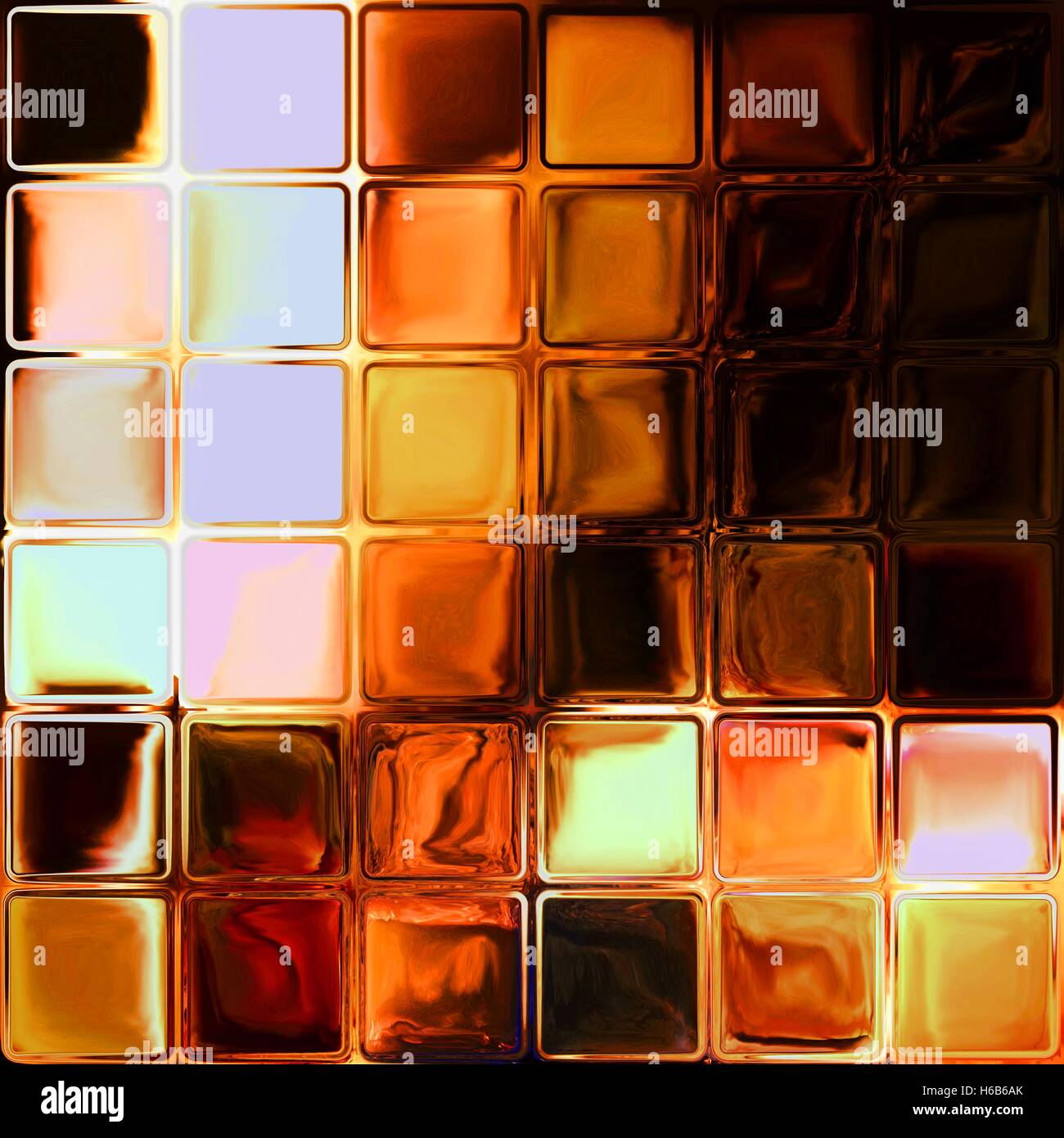 Tuiles de l'orange brillant des briques de verre. Mosaïque tuiles avec le  feu la texture. Un feu brûlant derrière le verre minéral Photo Stock - Alamy