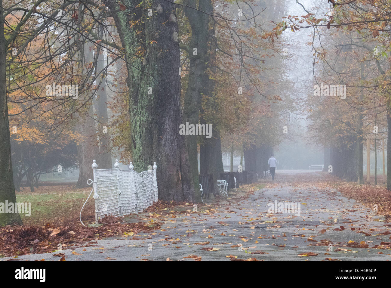 Pont sur la rivière Drava avec une fontaine Banque D'Images