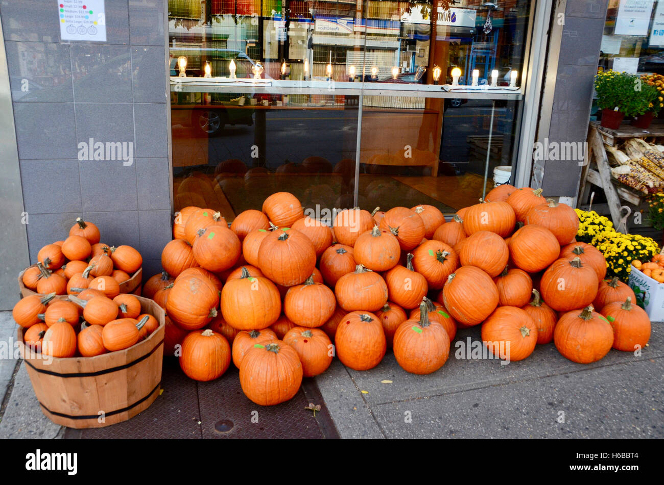 Hamburgers à vendre pour l'halloween à l'extérieur d'un magasin à Park Slope, Brooklyn, New York Banque D'Images