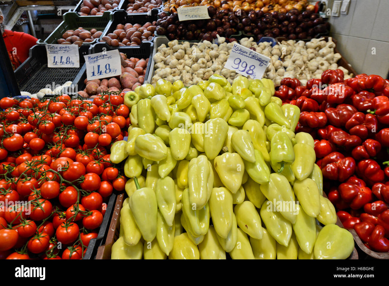 Magasin de légumes. Grande Halle, Budapest Banque D'Images