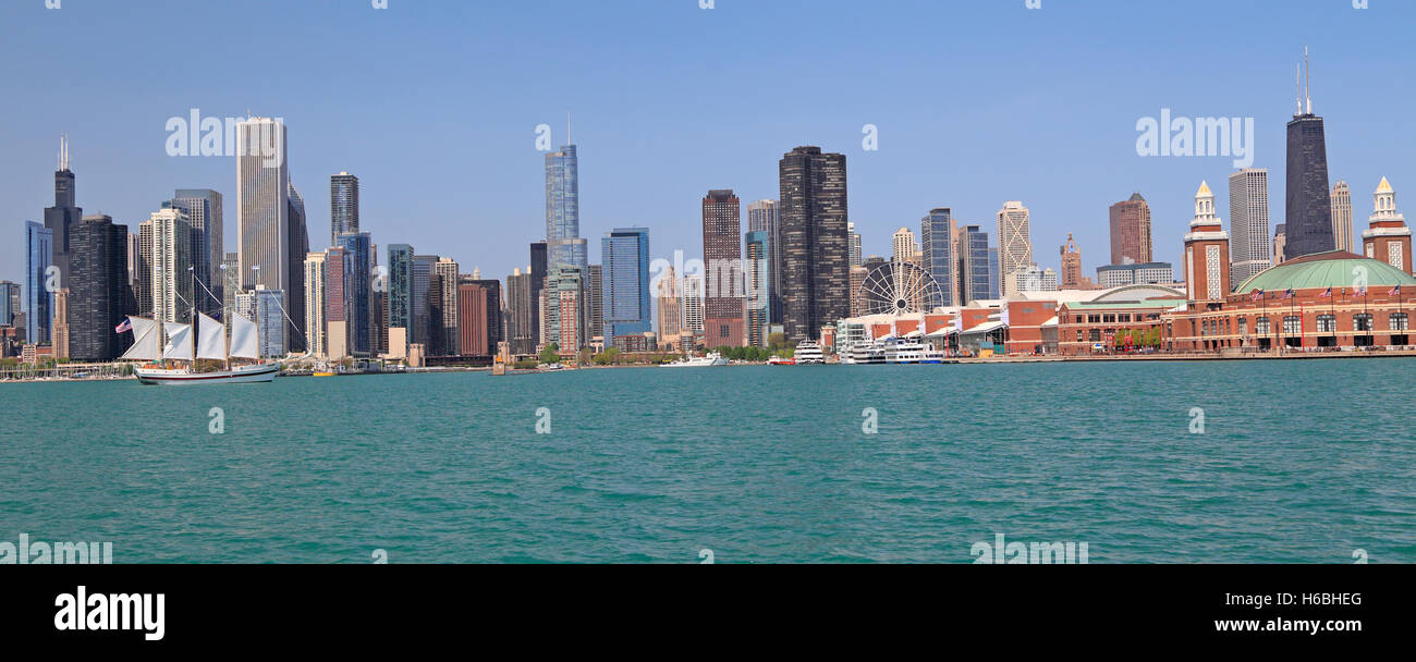 Horizon de Chicago et le lac Michigan, Illinois, États-Unis Banque D'Images