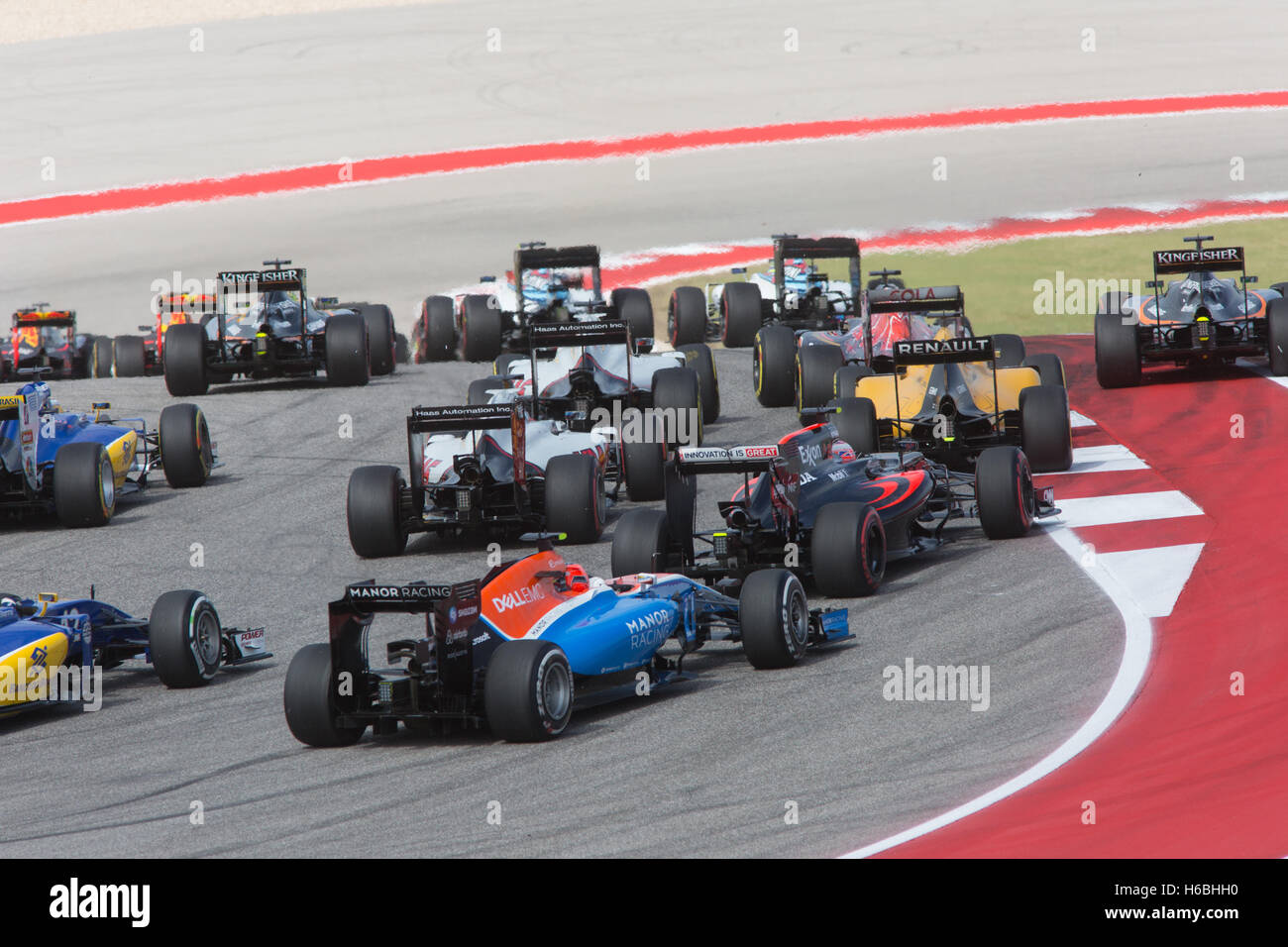 Lewis Hamliton # 44 est en concurrence au cours de 2016 des États-Unis de Formule 1 Grand Prix Race Jour 3 au circuit des Amériques Le 23 octobre 2016 à Austin, Texas Banque D'Images