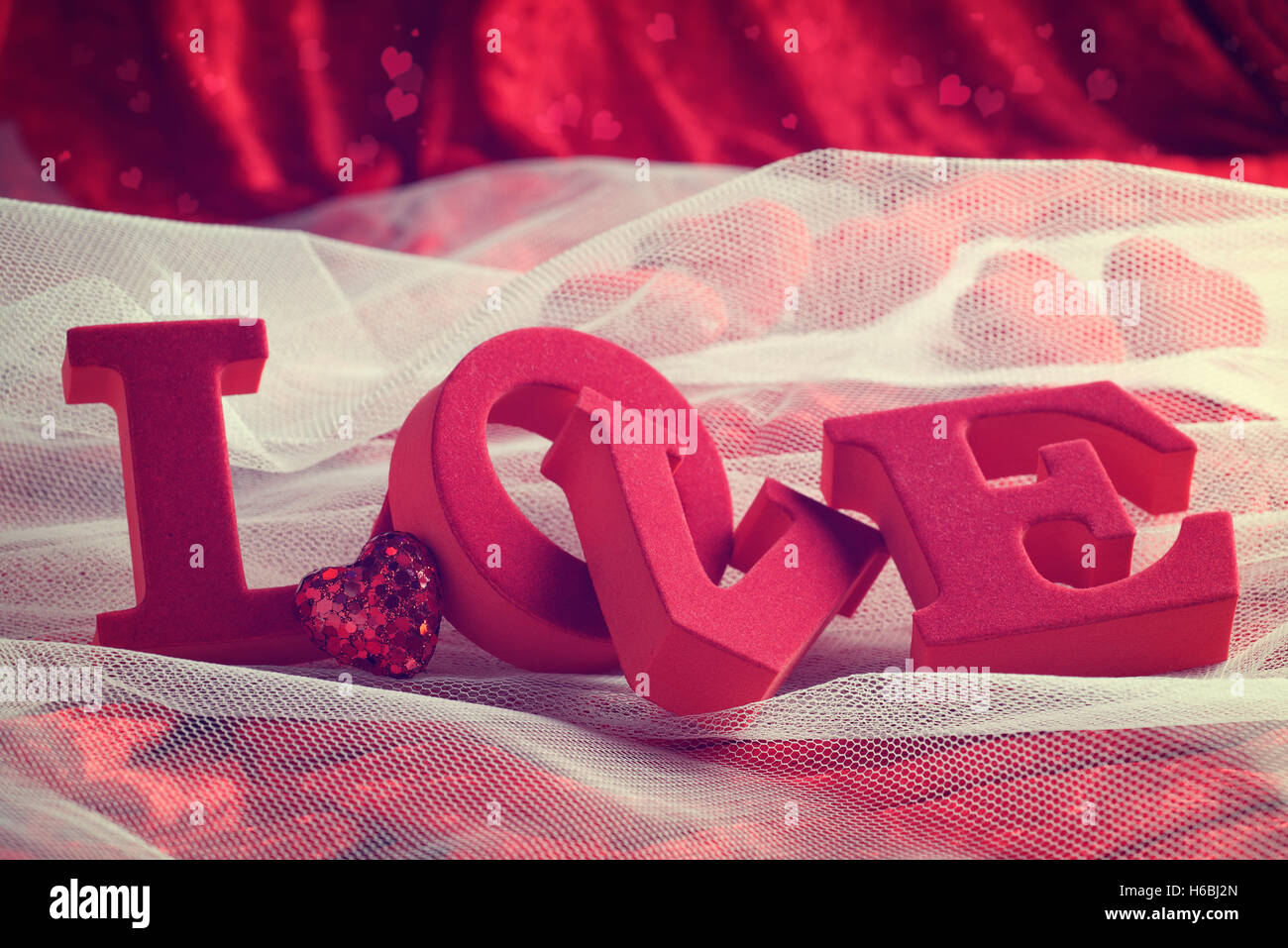 L'amour avec coeur décoration sur Bridal Veil Banque D'Images