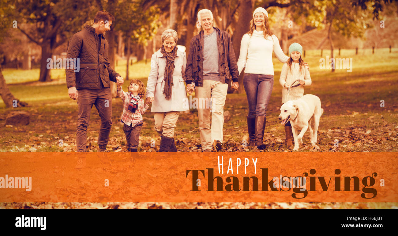 Image composite du numérique dans l'image générée de joyeux thanksgiving text Banque D'Images