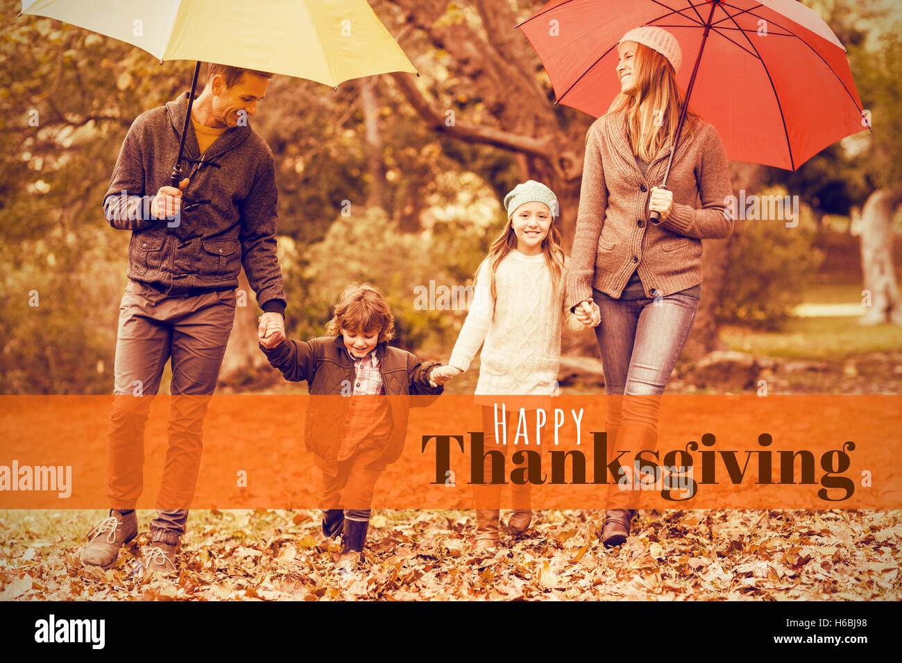 Image composite du numérique dans l'image générée de joyeux thanksgiving text Banque D'Images