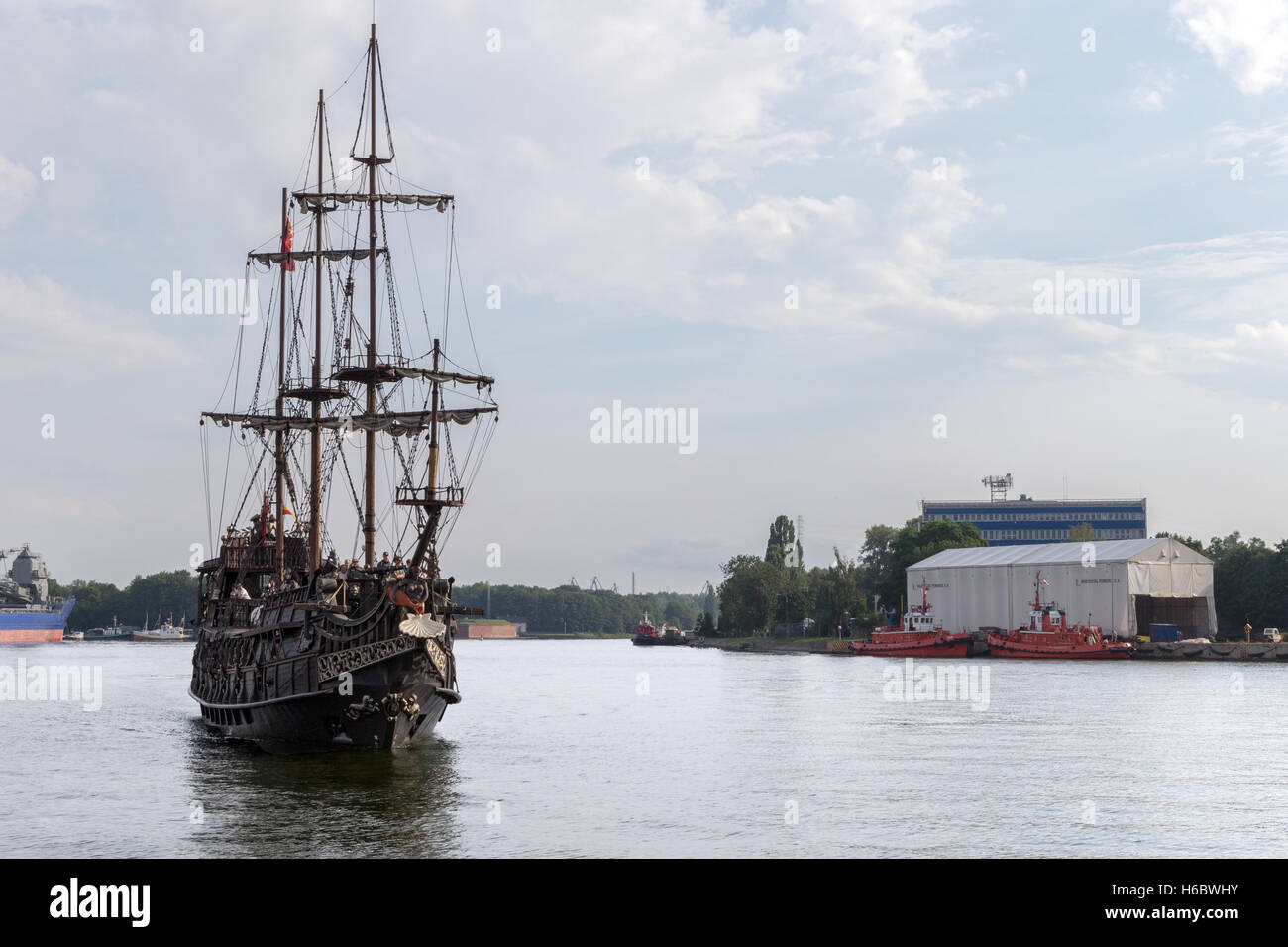 Tourist Galleon à la péninsule de Westerplatte, Gdansk, Pologne Banque D'Images