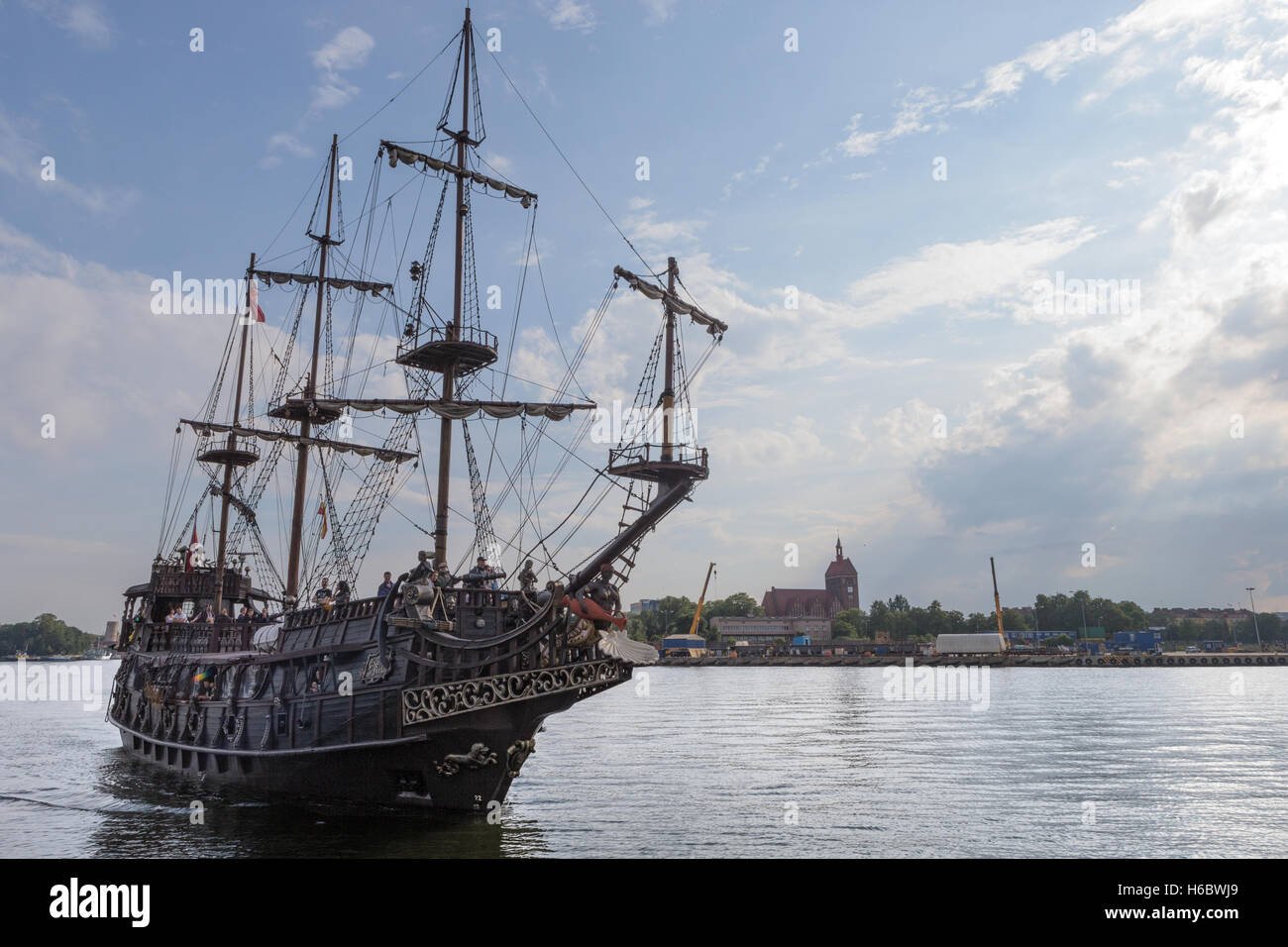 Tourist Galleon à la péninsule de Westerplatte, Gdansk, Pologne Banque D'Images