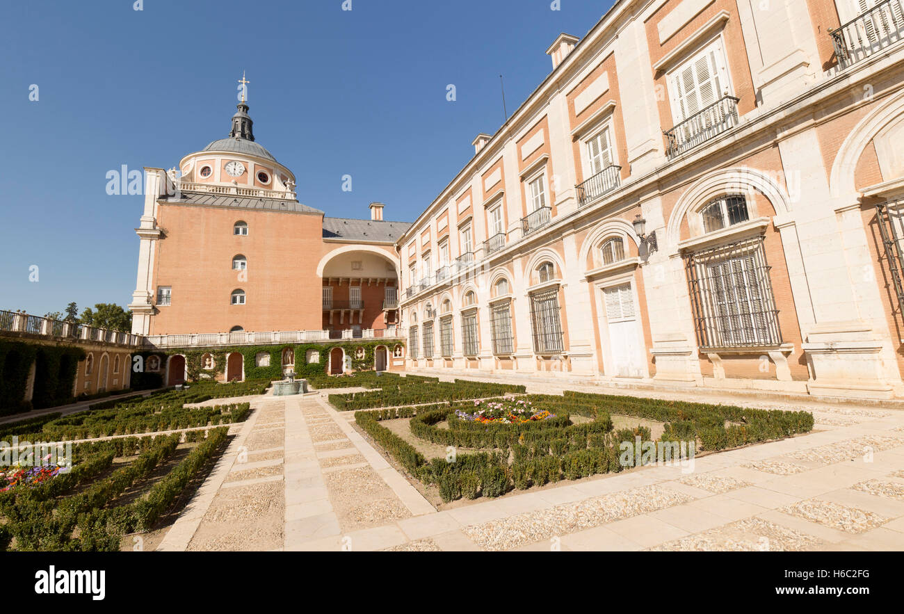 Palais Royal d'Aranjuez, Madrid, Espagne. L'analyse horizontale. Banque D'Images