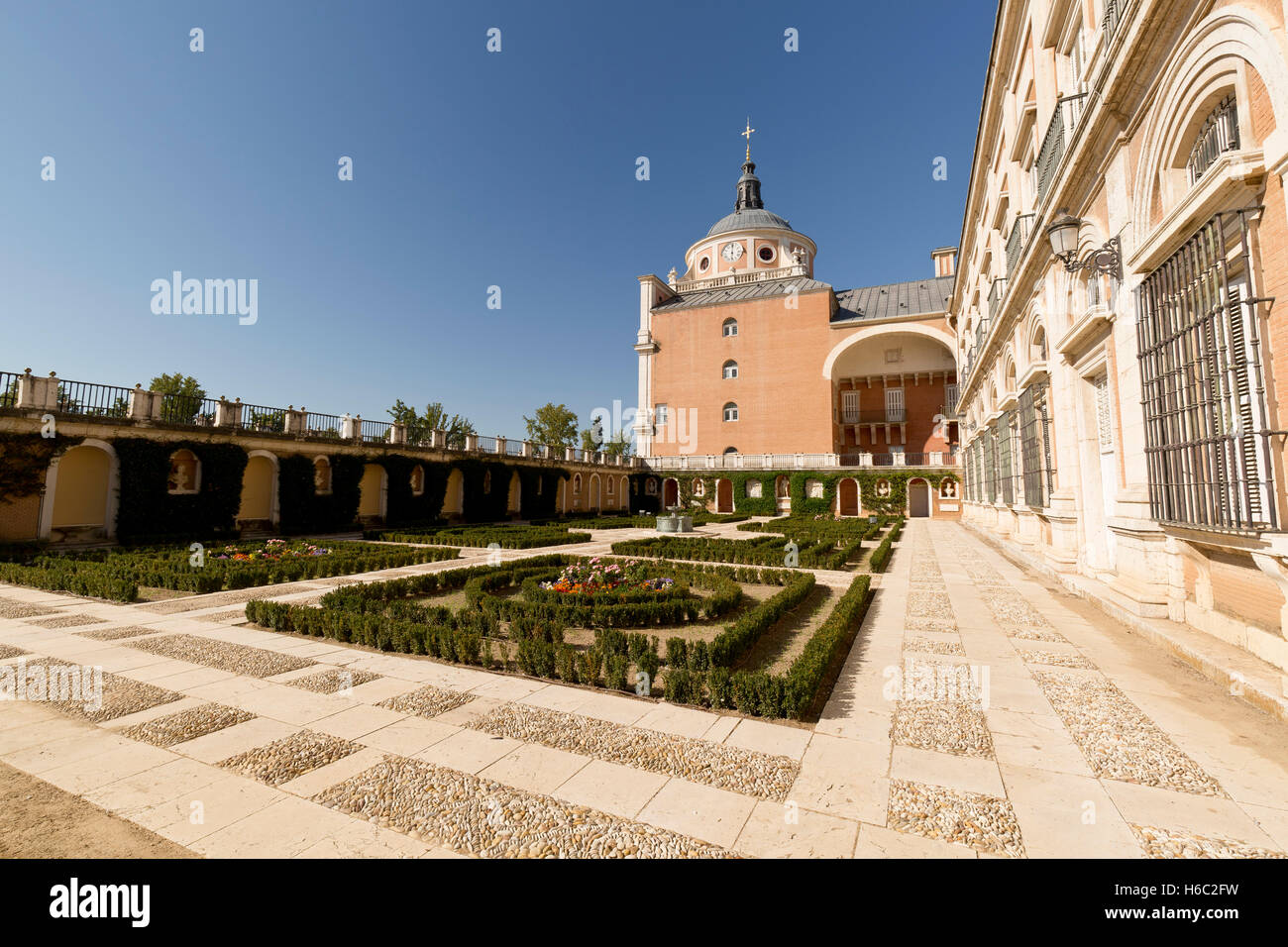 Palais Royal d'Aranjuez, Madrid, Espagne. L'analyse horizontale. Banque D'Images