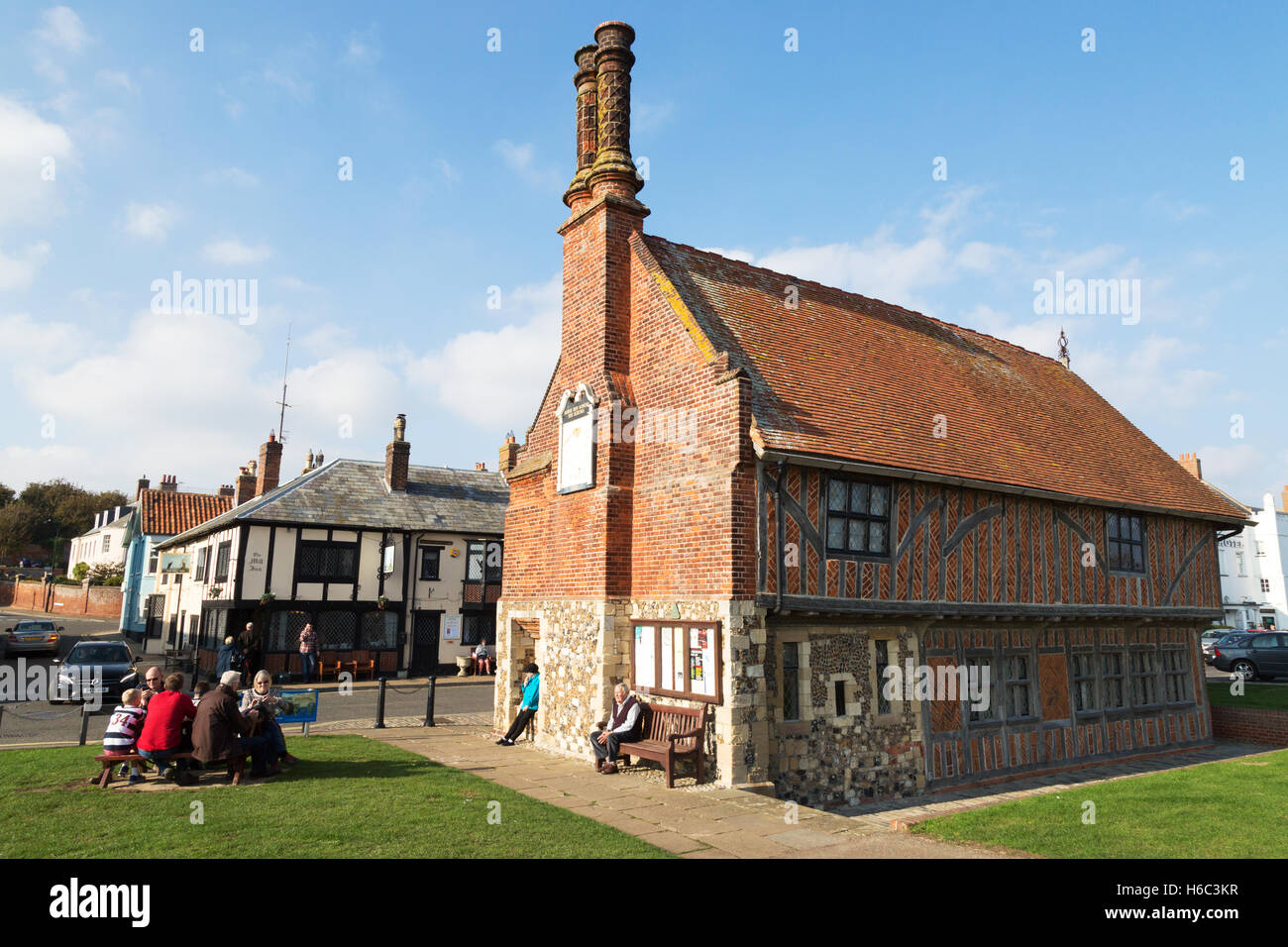 16e siècle sans objet Hall, un bâtiment à colombages de style Tudor Aldeburgh Carter Museum, Aldeburgh, Suffolk Angleterre UK Banque D'Images