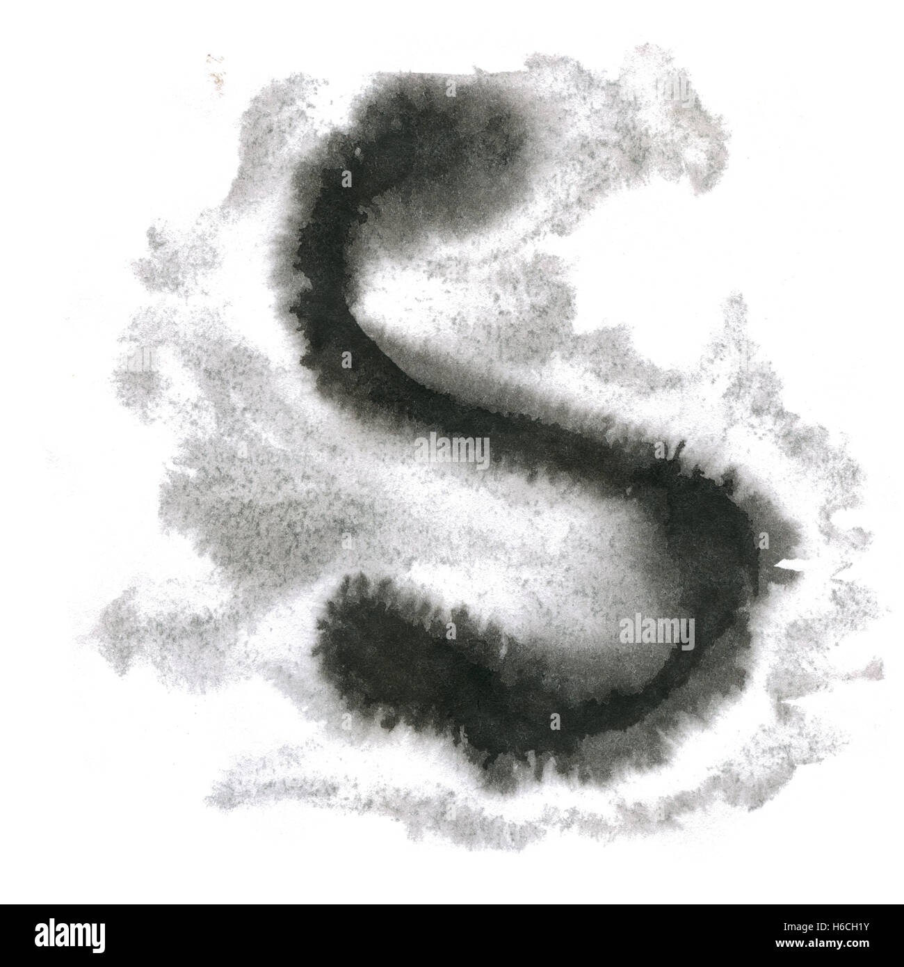Splash noir Aquarelle Aquarelle. abstract drop blot isolées pour votre design art Banque D'Images