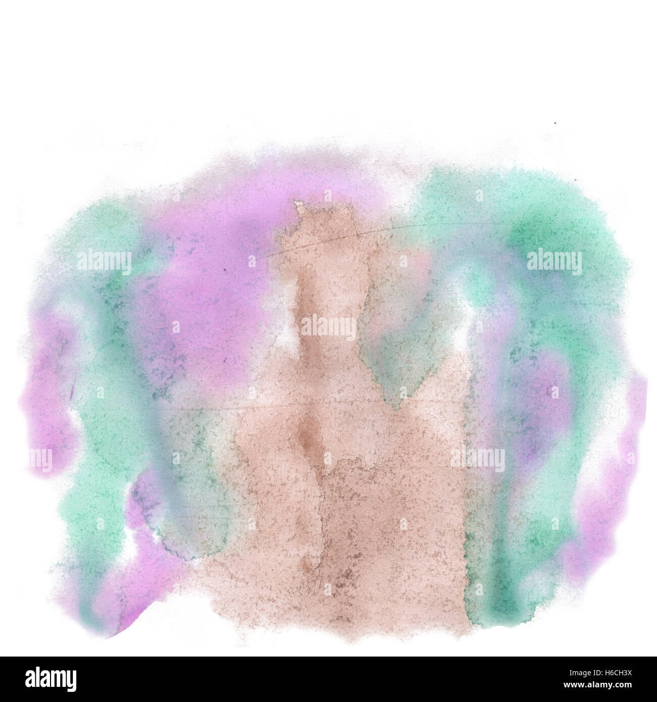 Aquarelle abstraite splash. aquarelle drop vert-brun rose isolé blot pour votre design art Banque D'Images