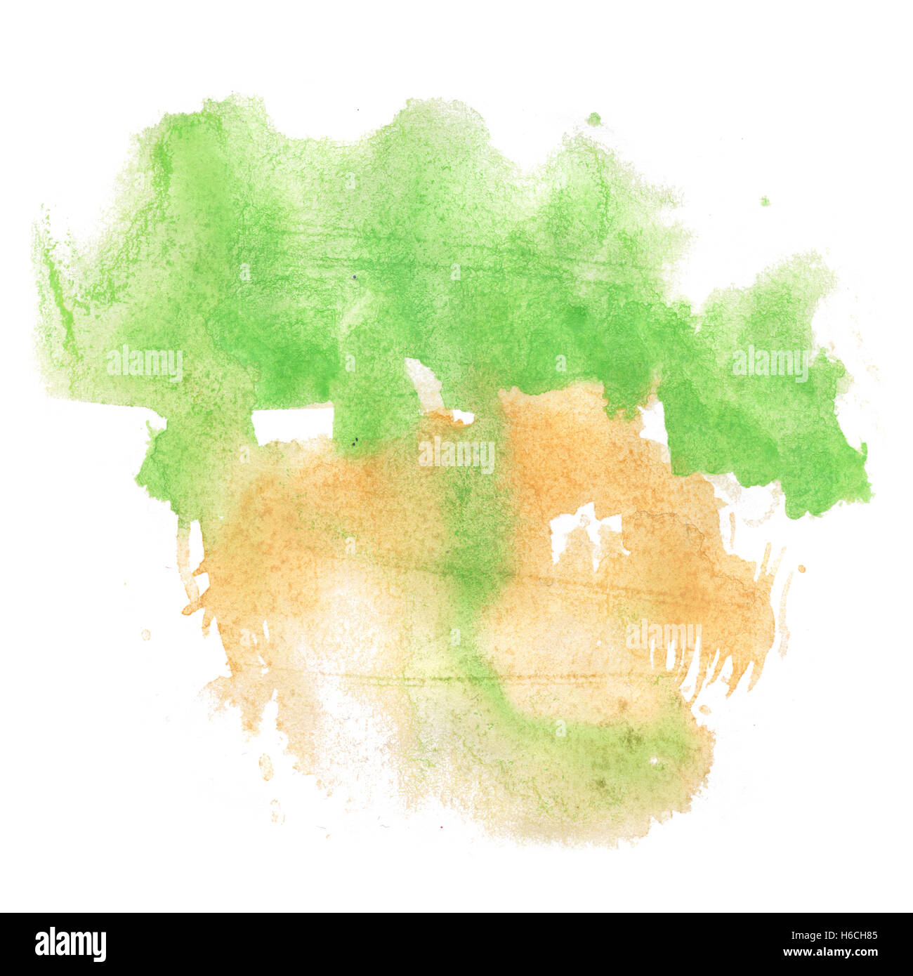 Aquarelle abstraite splash. brun-vert aquarelle drop blot isolées pour votre design art Banque D'Images