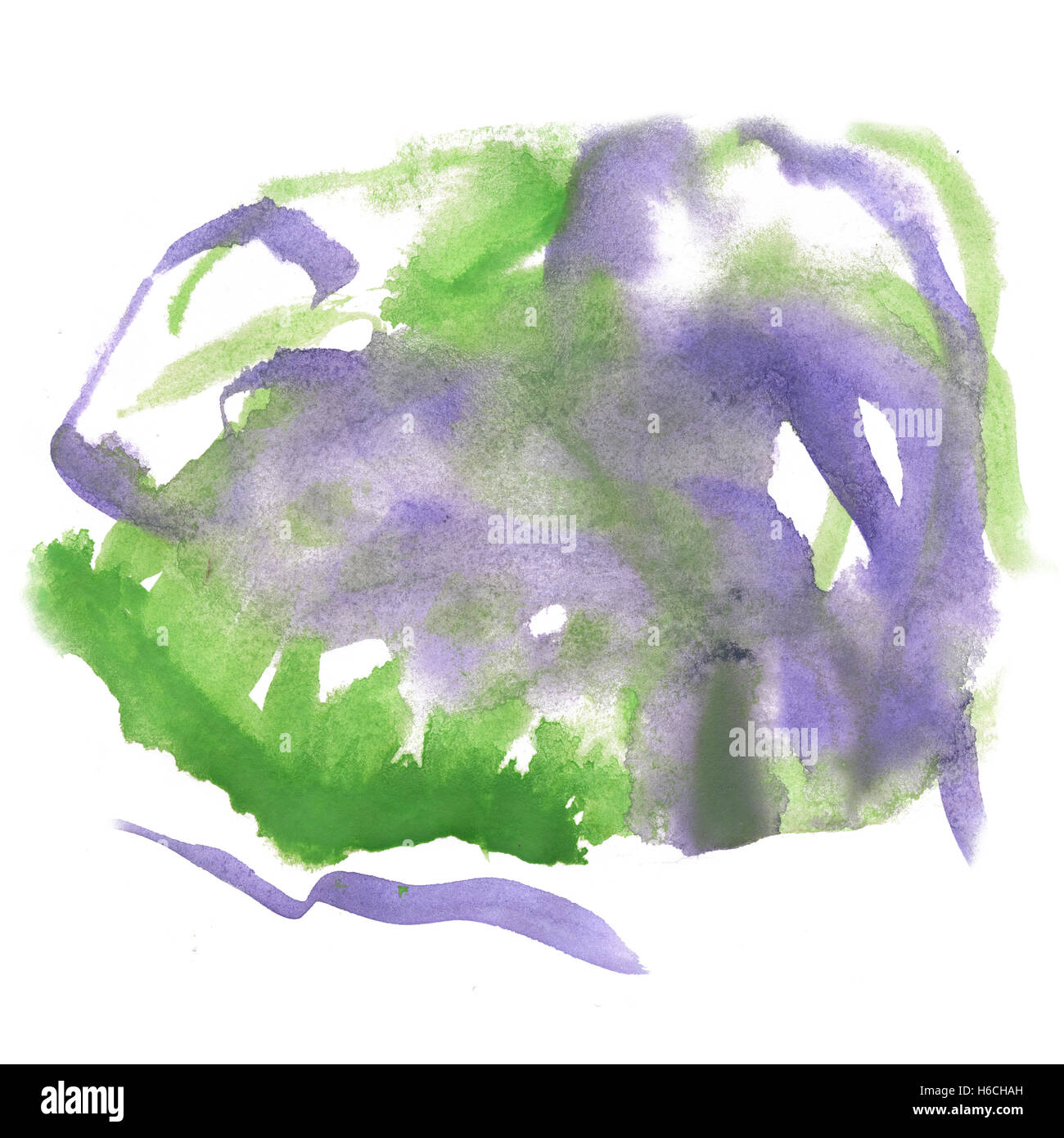 Aquarelle abstraite splash. aquarelle purple green drop blot isolées pour votre design art Banque D'Images