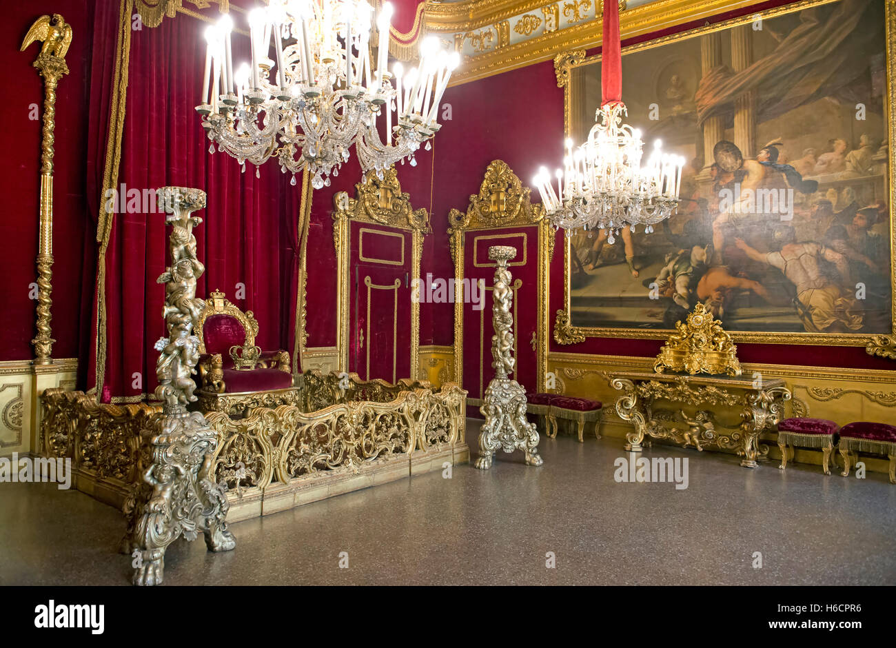 Salle du trône, Musée du Palazzo Reale, palais Rolli, Via Balbi 10, Gênes, Italie, Europe, Ligury Banque D'Images