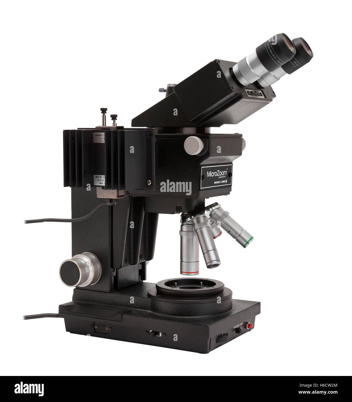 Bausch & Lomb Microzoom microscope composé, utilisé largement dans l'industrie de semi-conducteurs pour plaquette de silicium d'inspection. Banque D'Images