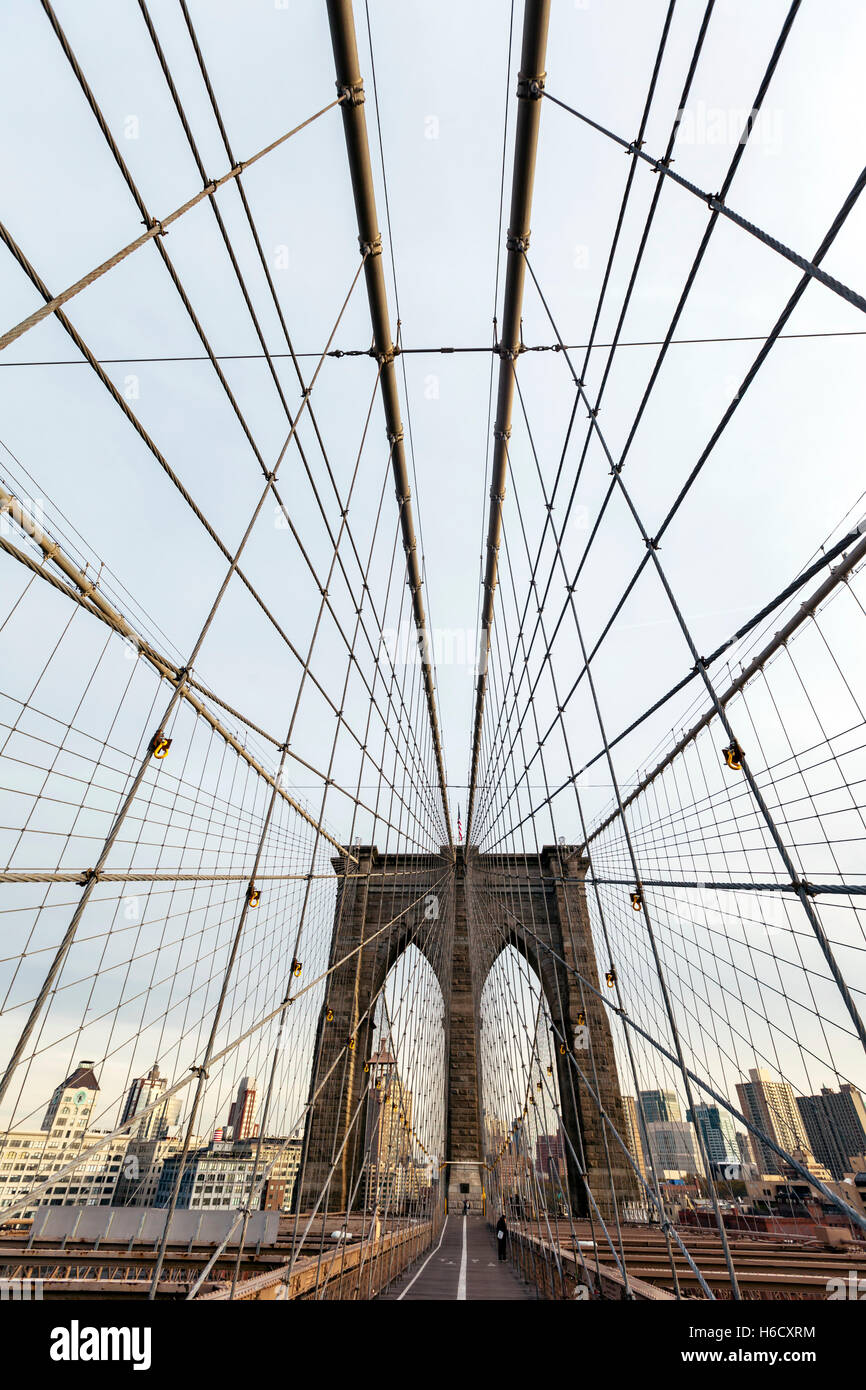 Vue de la ville de Broklyn vu depuis le pont de Brooklyn. Banque D'Images