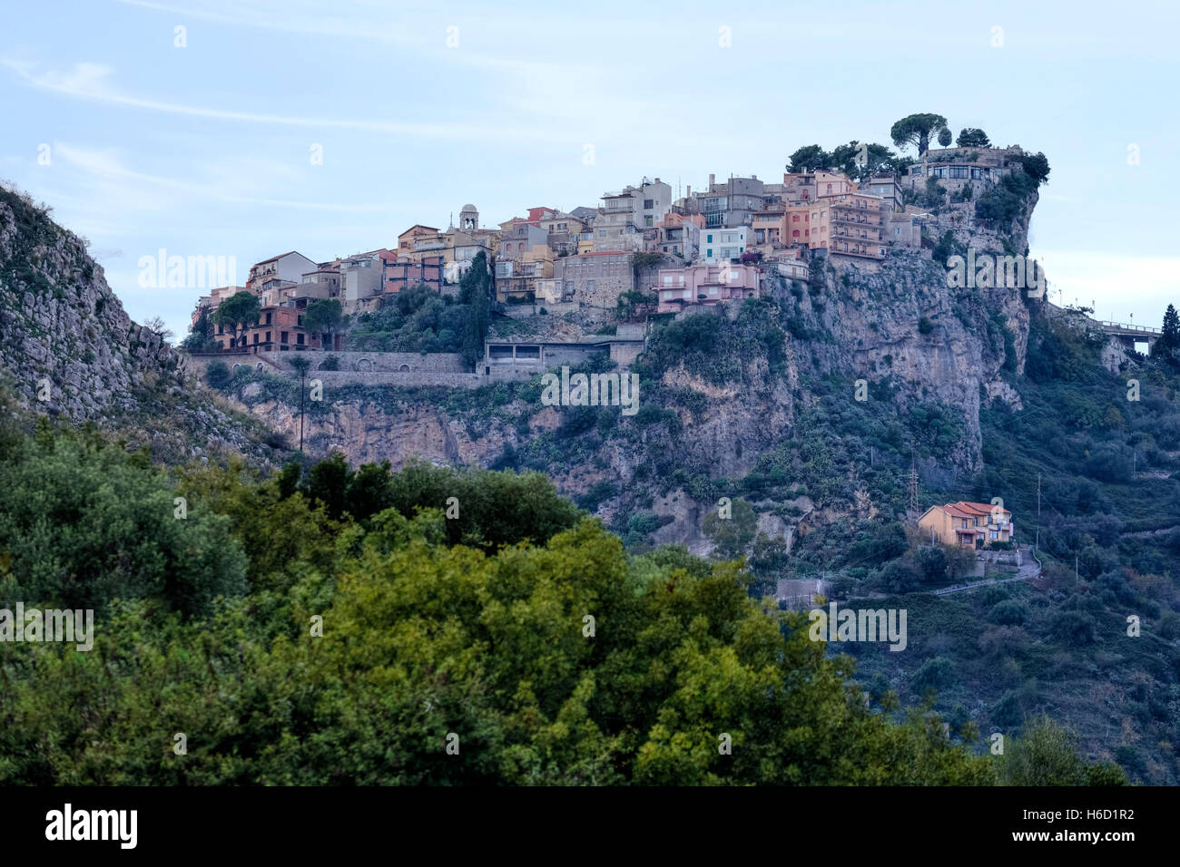 Castelmola, Monte Tauro, Taormina, Sicile, Italie Banque D'Images