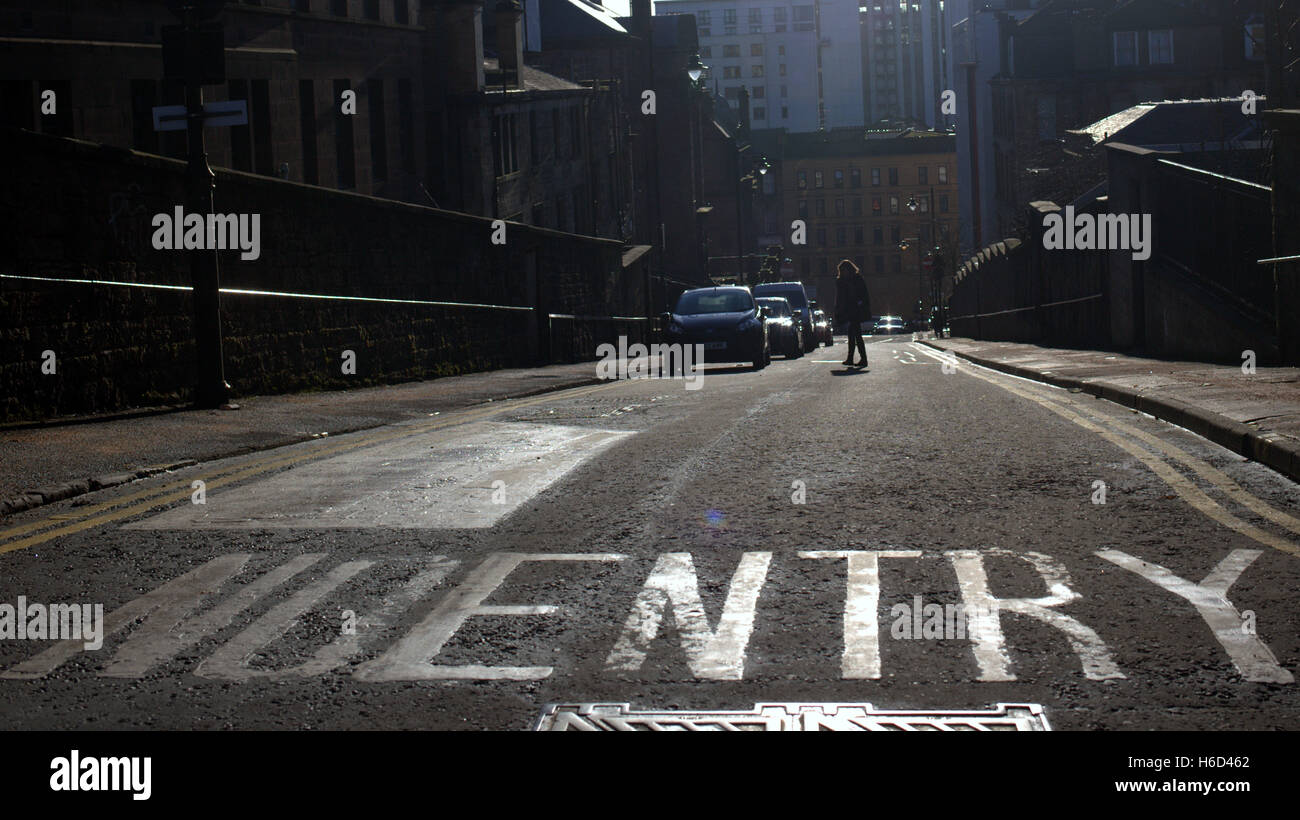 Pas d'entrée sur la rue figure unique éclairé par LED Banque D'Images