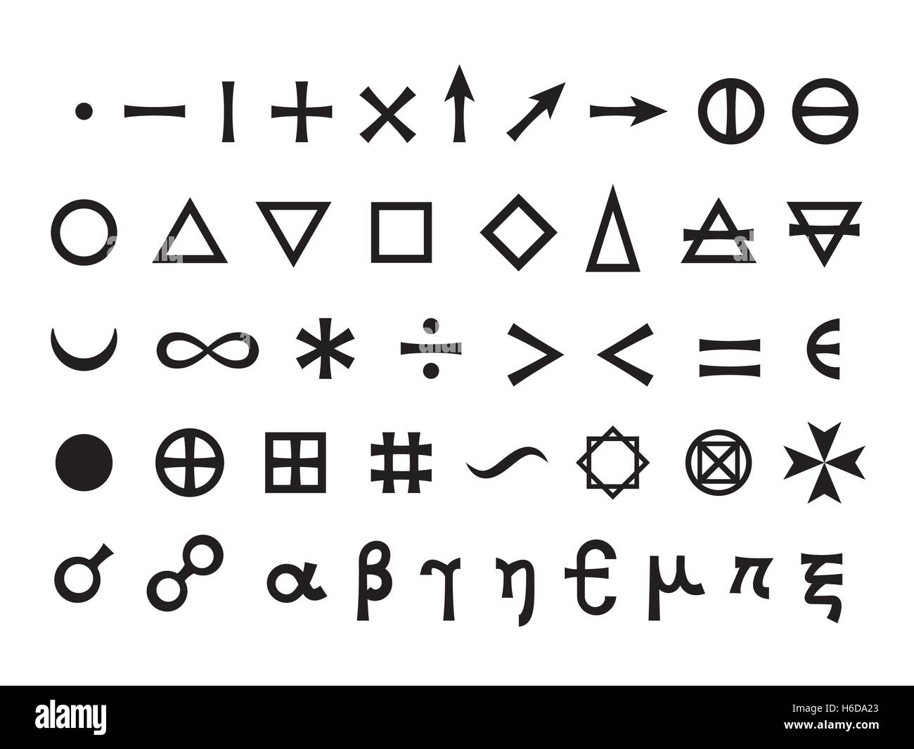 Signes de base, les éléments fondamentaux et les symboles mathématiques  Symboles Mystique (set Image Vectorielle Stock - Alamy