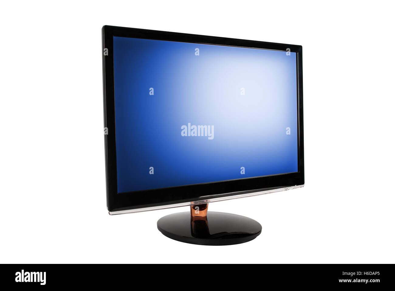 Moniteur large LED Ordinateur avec l'écran bleu. Isolé sur fond blanc. Banque D'Images