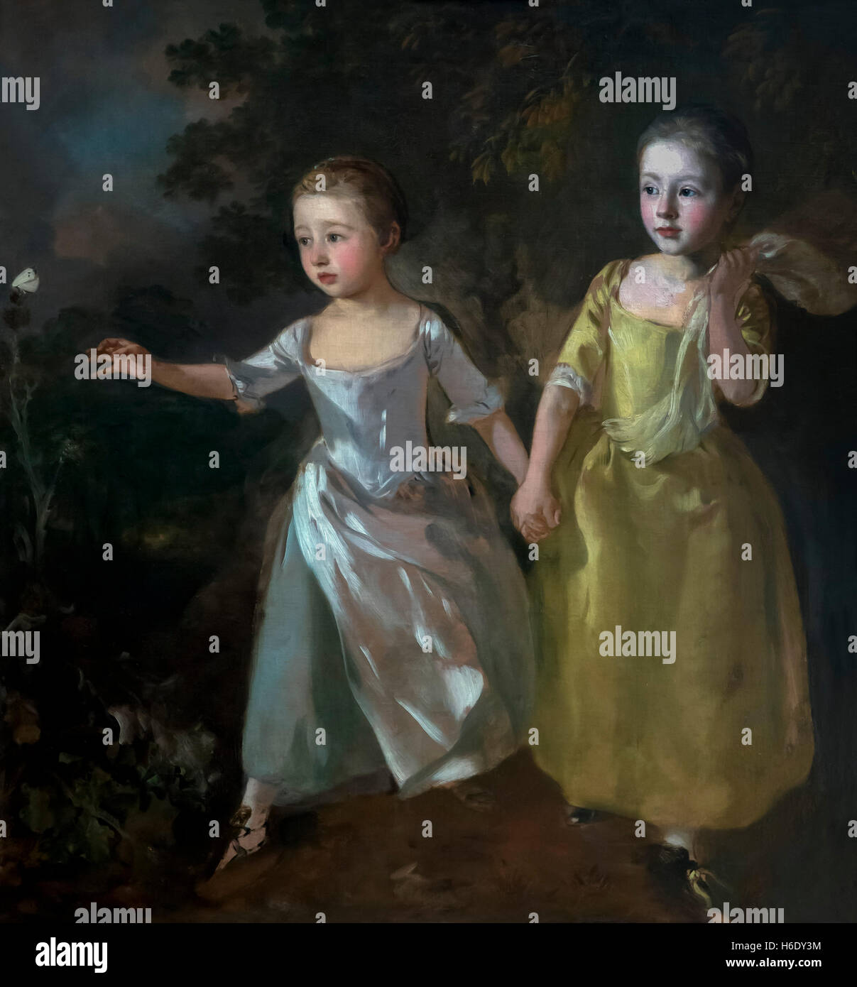 Les filles du peintre à la poursuite d'un papillon par Thomas Gainsborough, vers 1756, en Angleterre, Royaume-Uni, Europe Go Banque D'Images