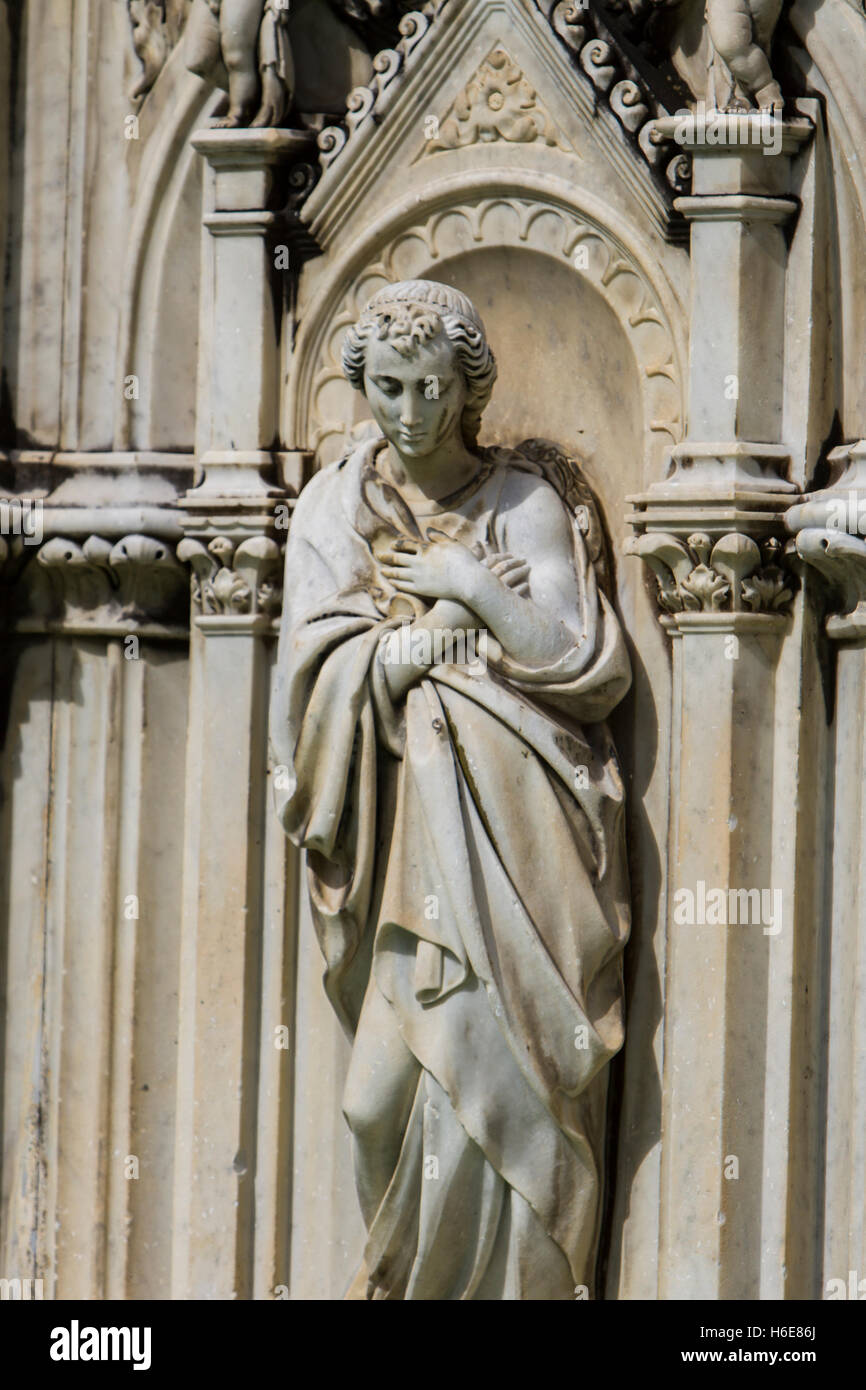 Détail de Fonte Gaia à Piazza del Campo à Sienne, Italie Banque D'Images