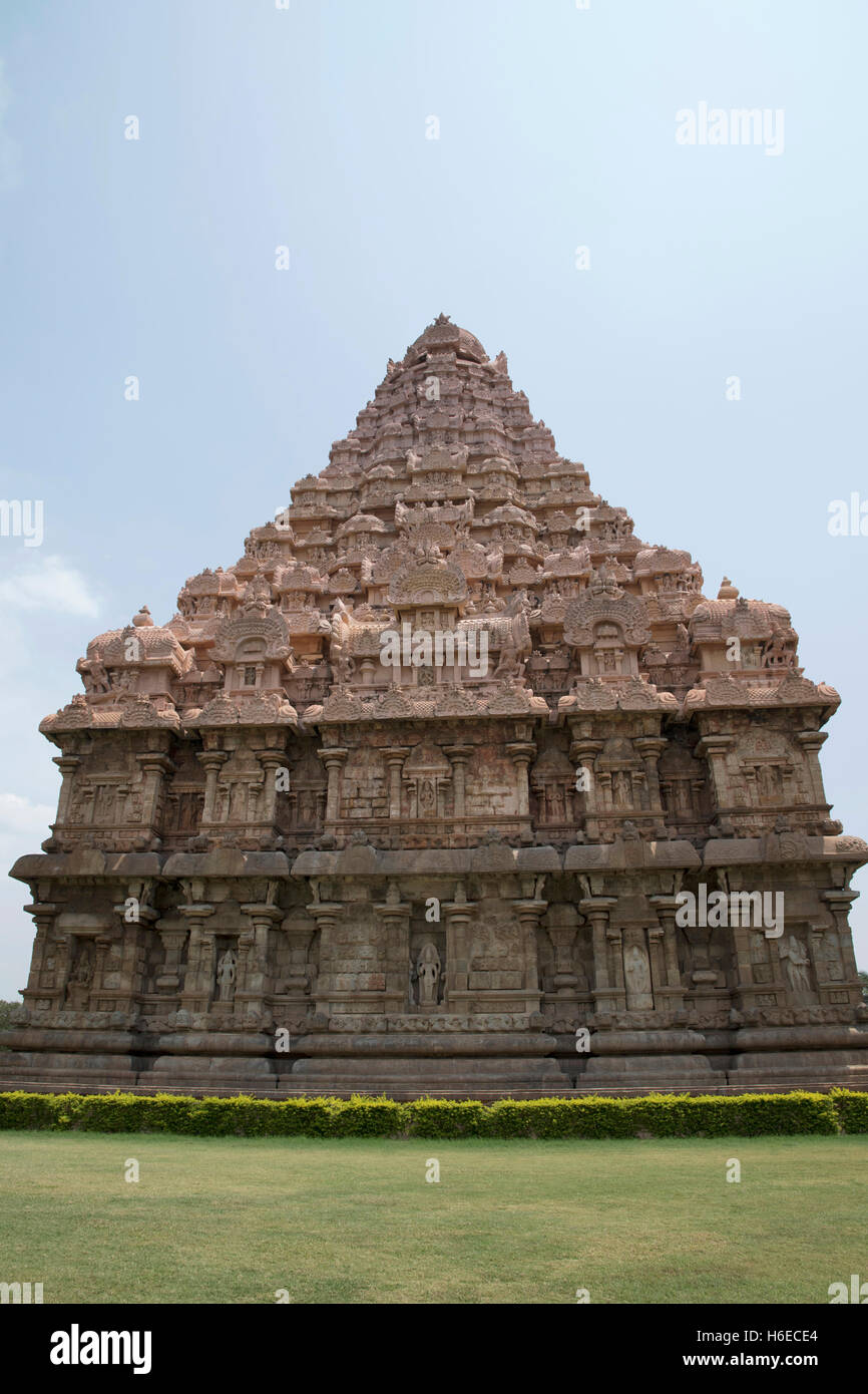 Temple de Brihadisvara, gangaikondacholapuram, Tamil Nadu, Inde. vue depuis l'ouest. Banque D'Images