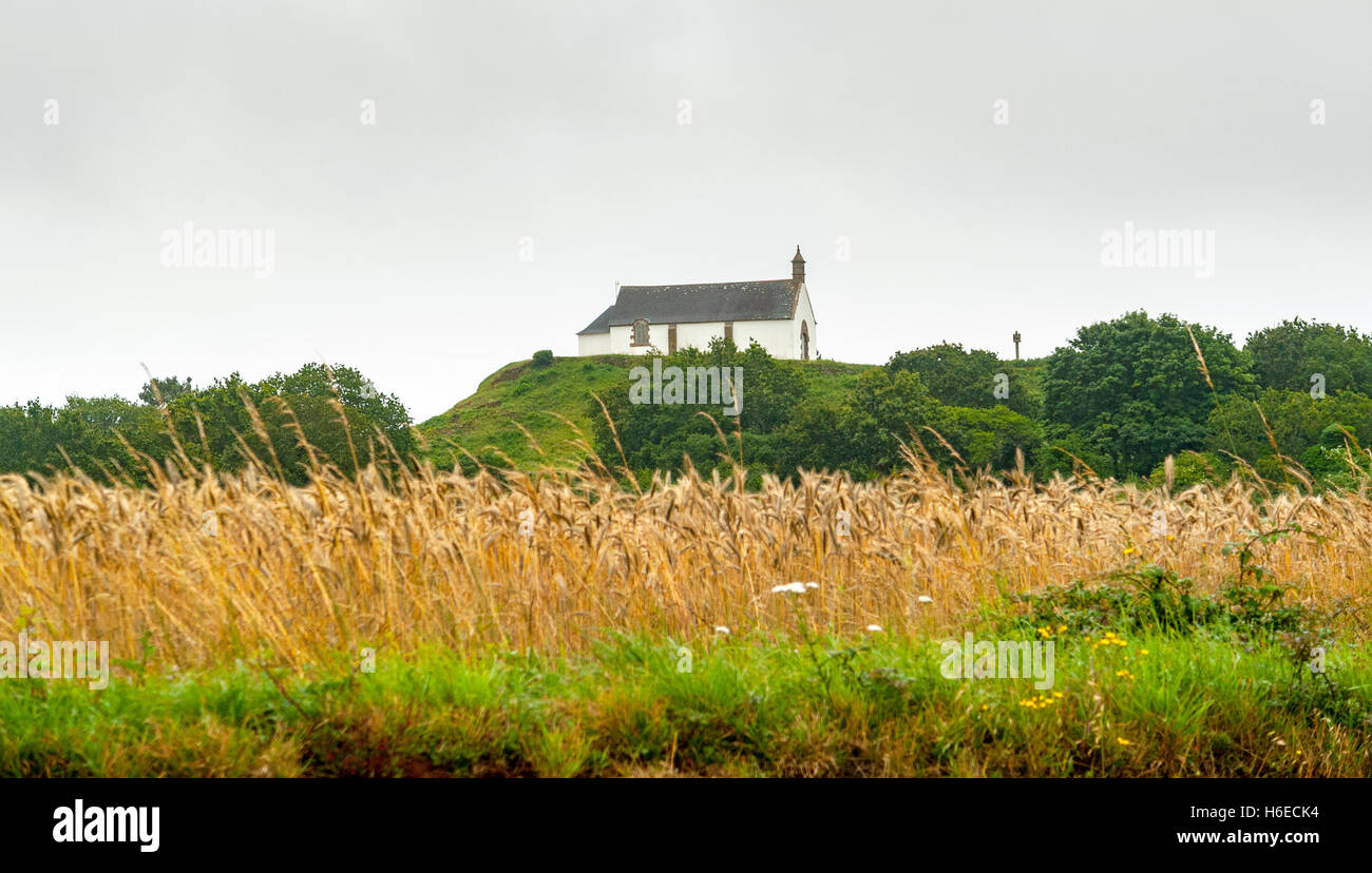 Tombe mégalithique nommé tumulus tumulus Saint-Michel près de Carnac, une commune française, située dans le département de la Bretagne, France Banque D'Images