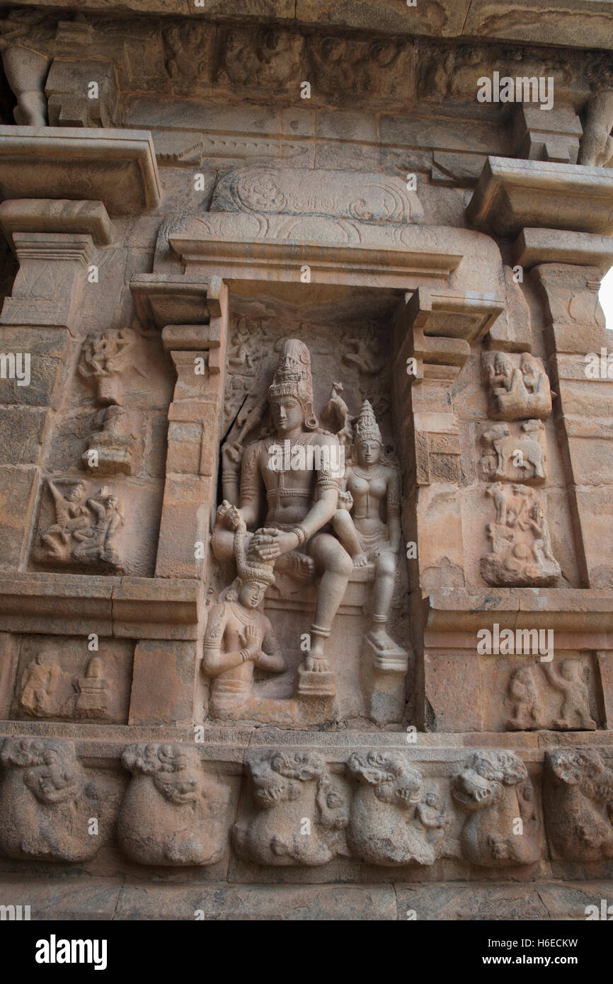 Chandesanugraha Chandesa-murti, bénédiction, dans le nord de la niche de l'autel central, Temple de Brihadisvara, Gangaikondacholapuram, Tami Banque D'Images