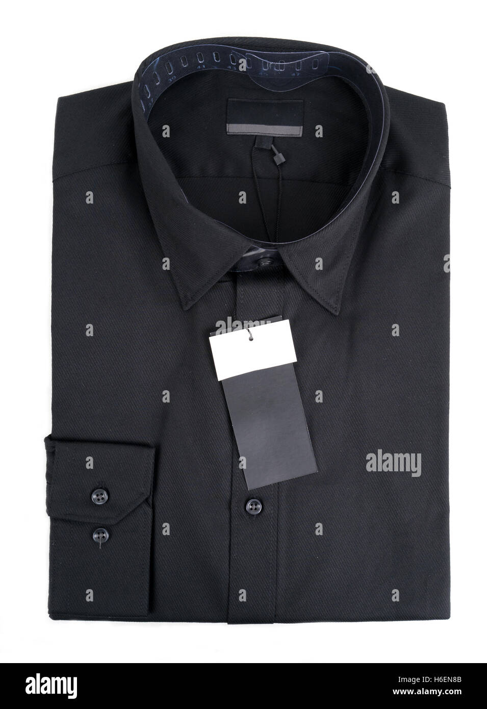 New Men's shirt couleur noire et étiquette vierge Banque D'Images