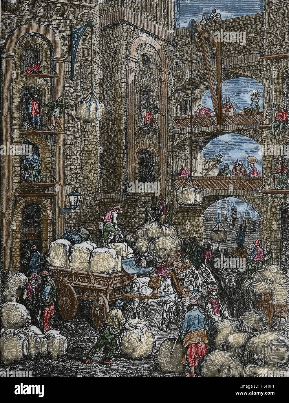 United Kingdom. Londres. Hering Pickle Street. Gravure de Gustave Dore, xixe s. Londres : un pèlerinage. La couleur. Banque D'Images