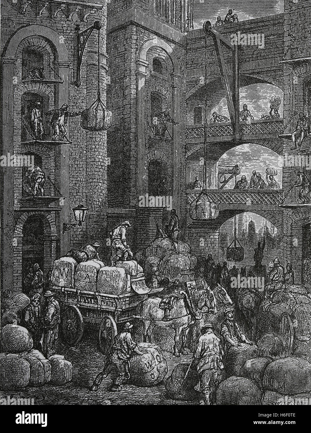 United Kingdom. Londres. Hering Pickle Street. Gravure de Gustave Dore, xixe s. Londres : un pèlerinage. Banque D'Images