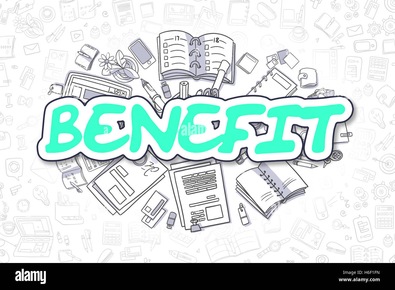 Avantage - Doodle Inscription vert. Concept d'entreprise. Banque D'Images