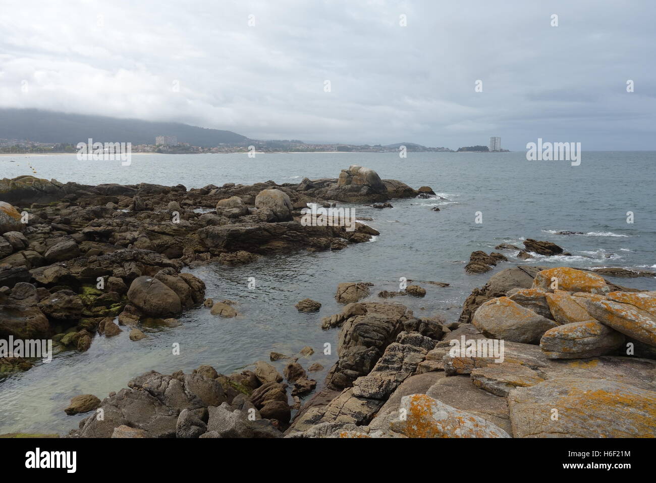 La plage de Samil, Vigo, Espagne Banque D'Images