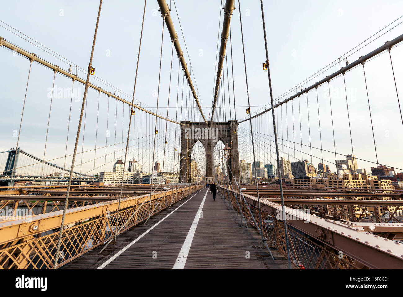 Vue de la ville de Broklyn vu depuis le pont de Brooklyn. Banque D'Images