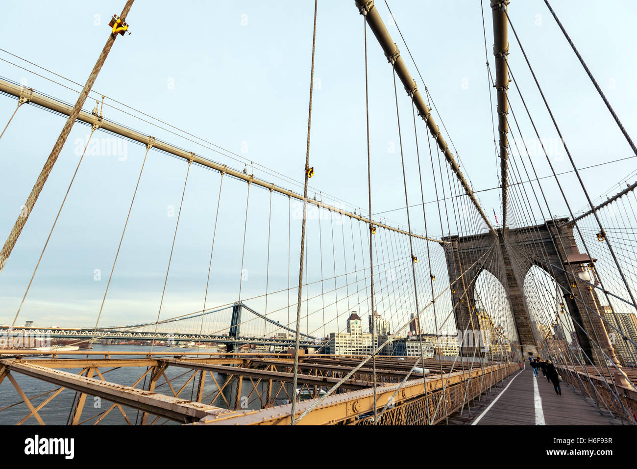 Vue de la ville de Broklyn vu depuis le pont de Brooklyn. Banque D'Images