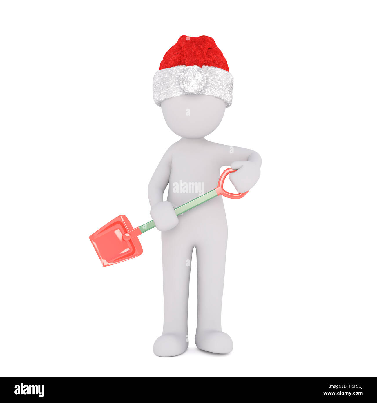 La figure humaine en rendu 3D L'article en maintenant un peu de vert et rouge pelle en plastique dans les deux Banque D'Images