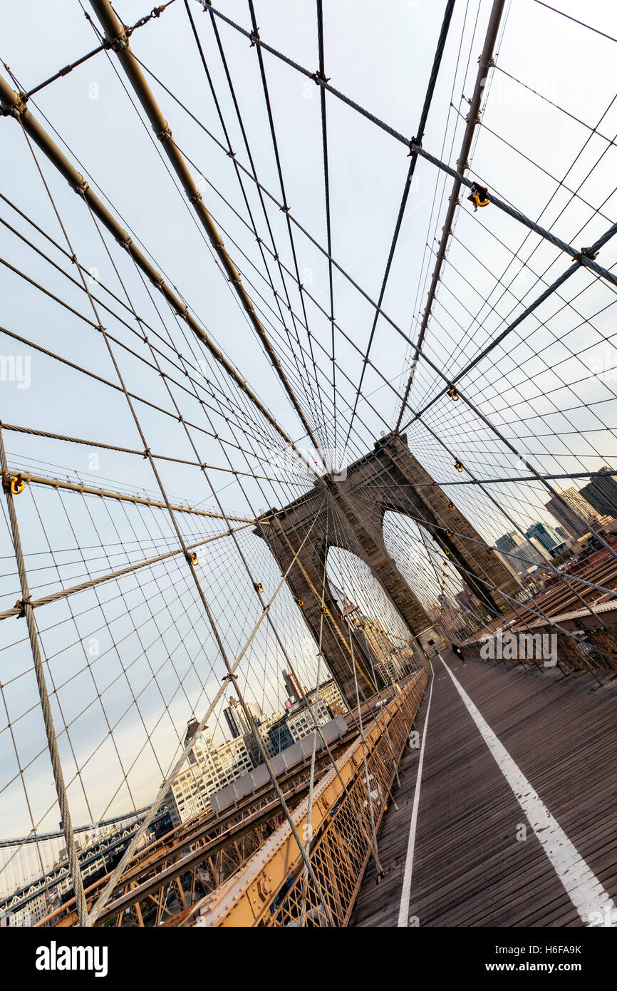 Vue de la ville de Broklyn vu depuis le pont de Brooklyn. Banque D'Images