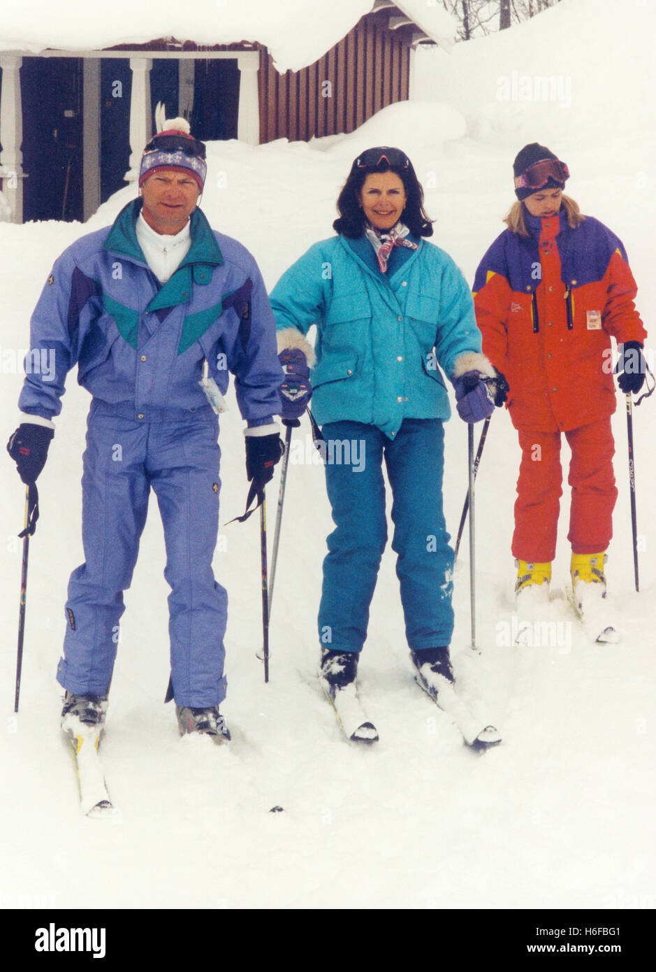 La famille royale Suédoise à Storlien alpes pour leurs vacances de l'est pour le ski et vous détendre dans la nature 1996 Banque D'Images