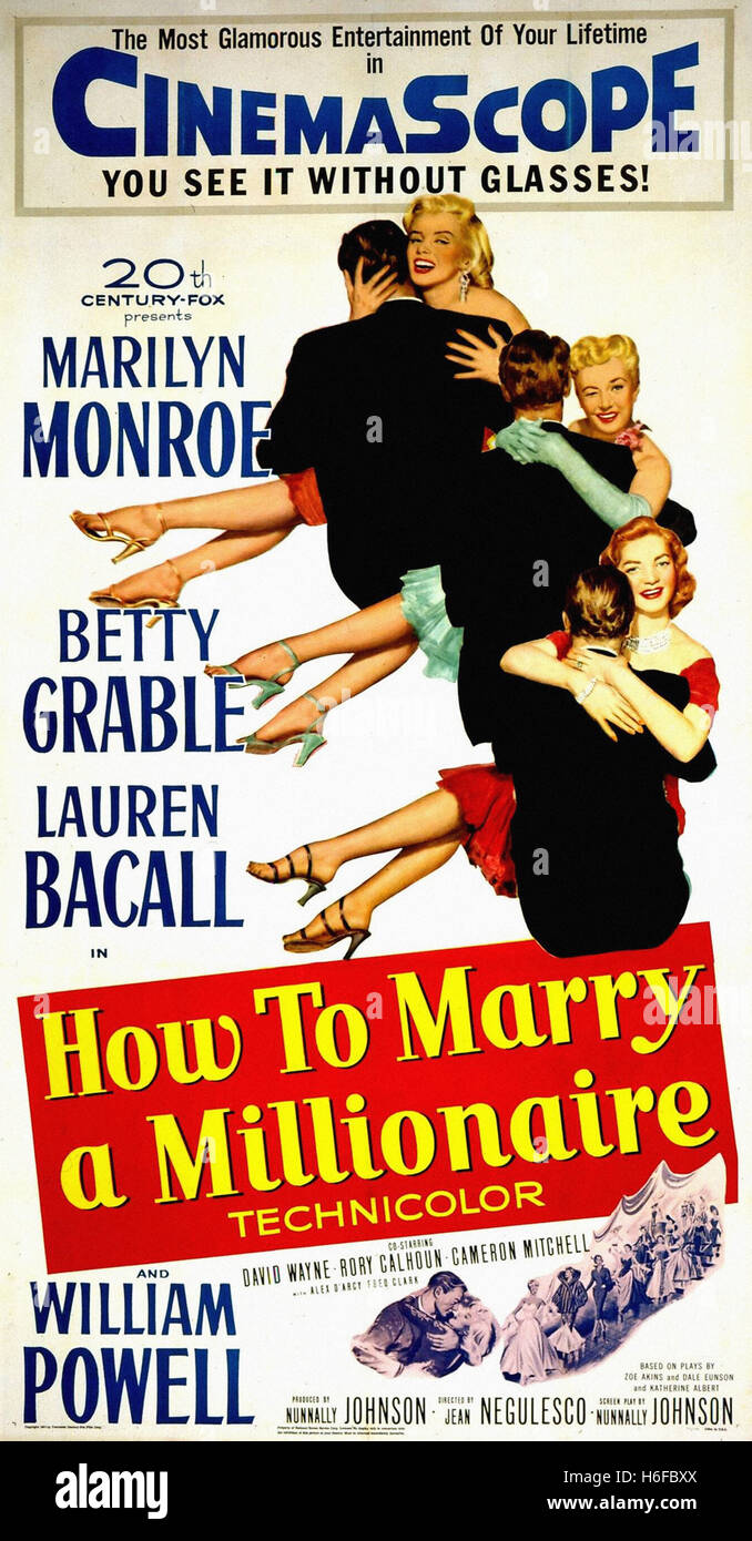 Comment épouser un millionnaire - Film affiche - Banque D'Images